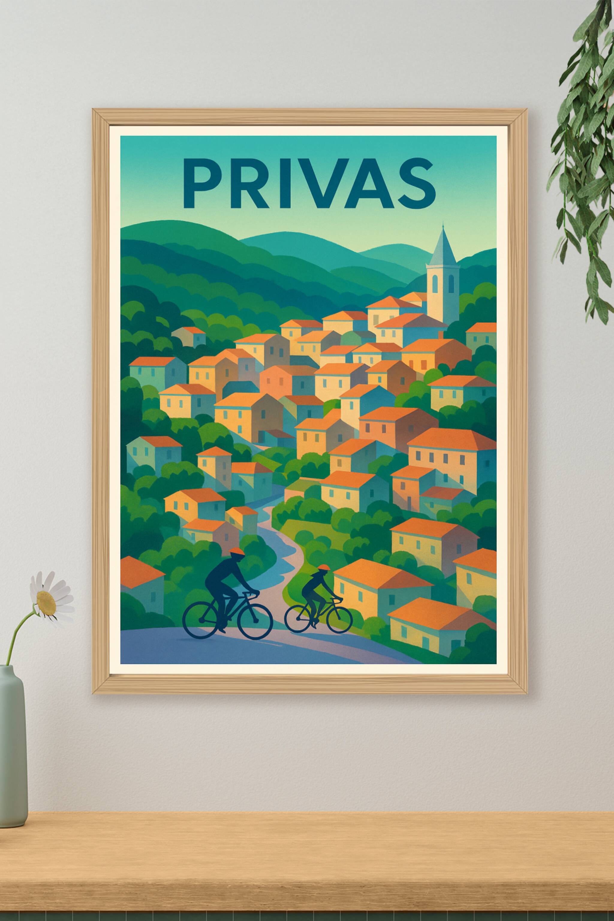 Affiche de Privas - L'évasion à vélo au cœur des collines ardéchoises