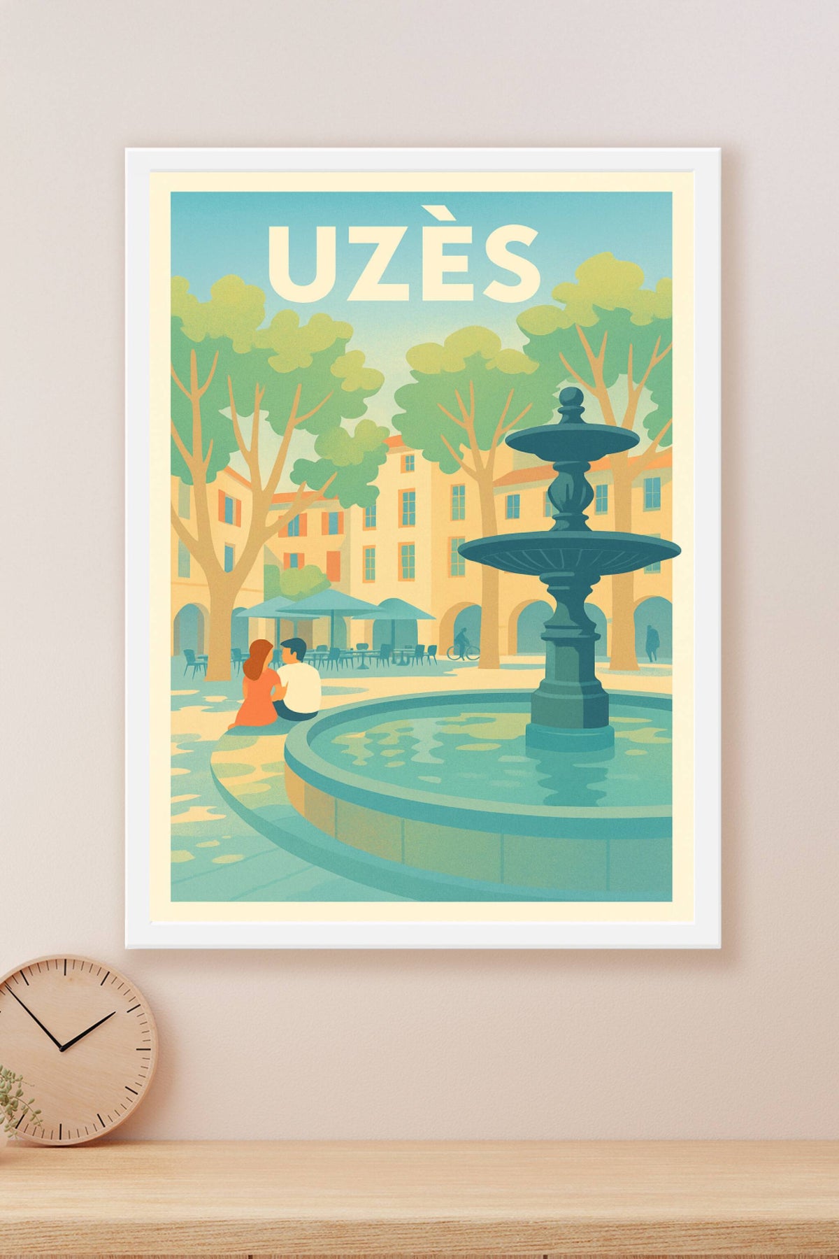 Affiche de Uzès - L'élégance paisible de la place ombragée