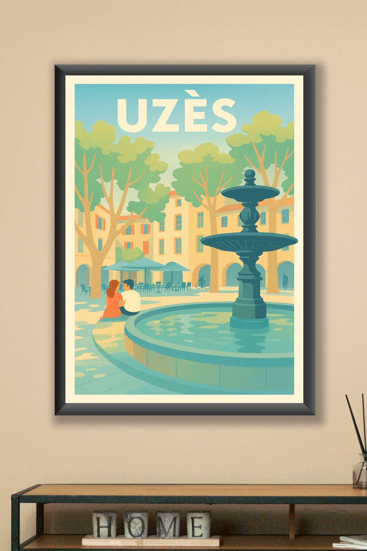 Affiche de Uzès - L'élégance paisible de la place ombragée