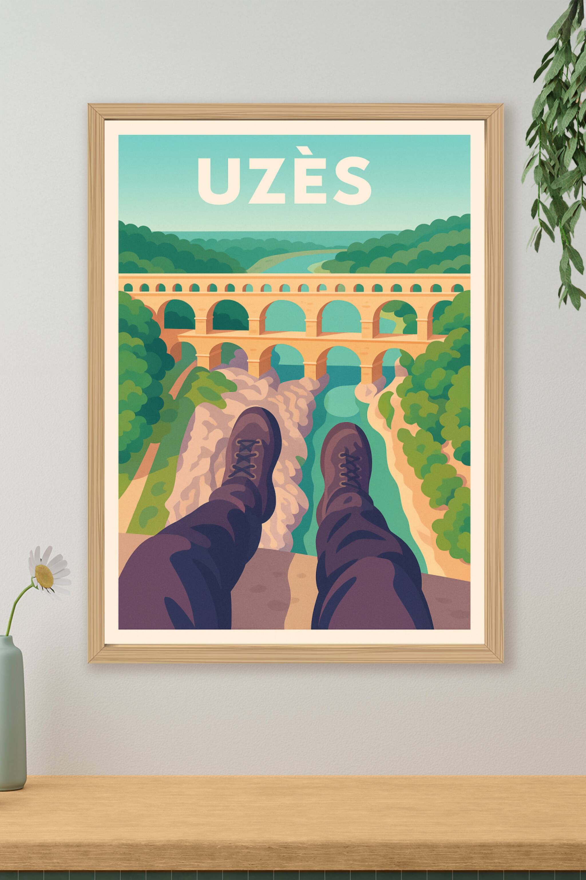 Affiche de Uzès - Vue imprenable sur le Pont du Gard