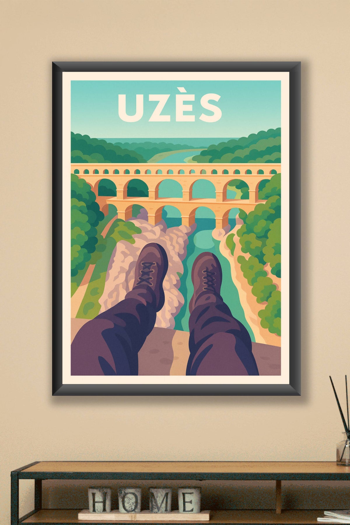 Affiche de Uzès - Vue imprenable sur le Pont du Gard