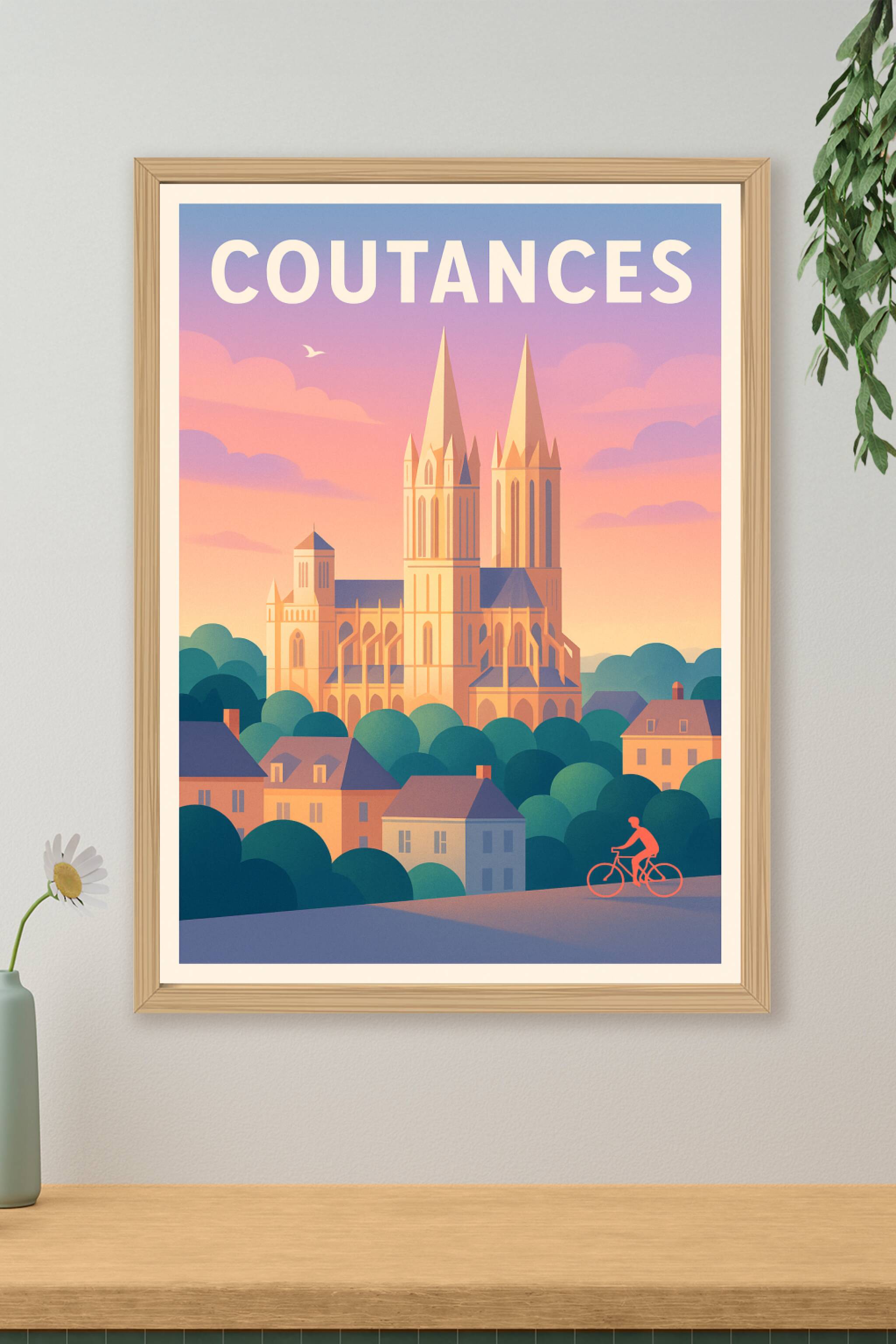 Affiche de Coutances - Charme paisible au crépuscule