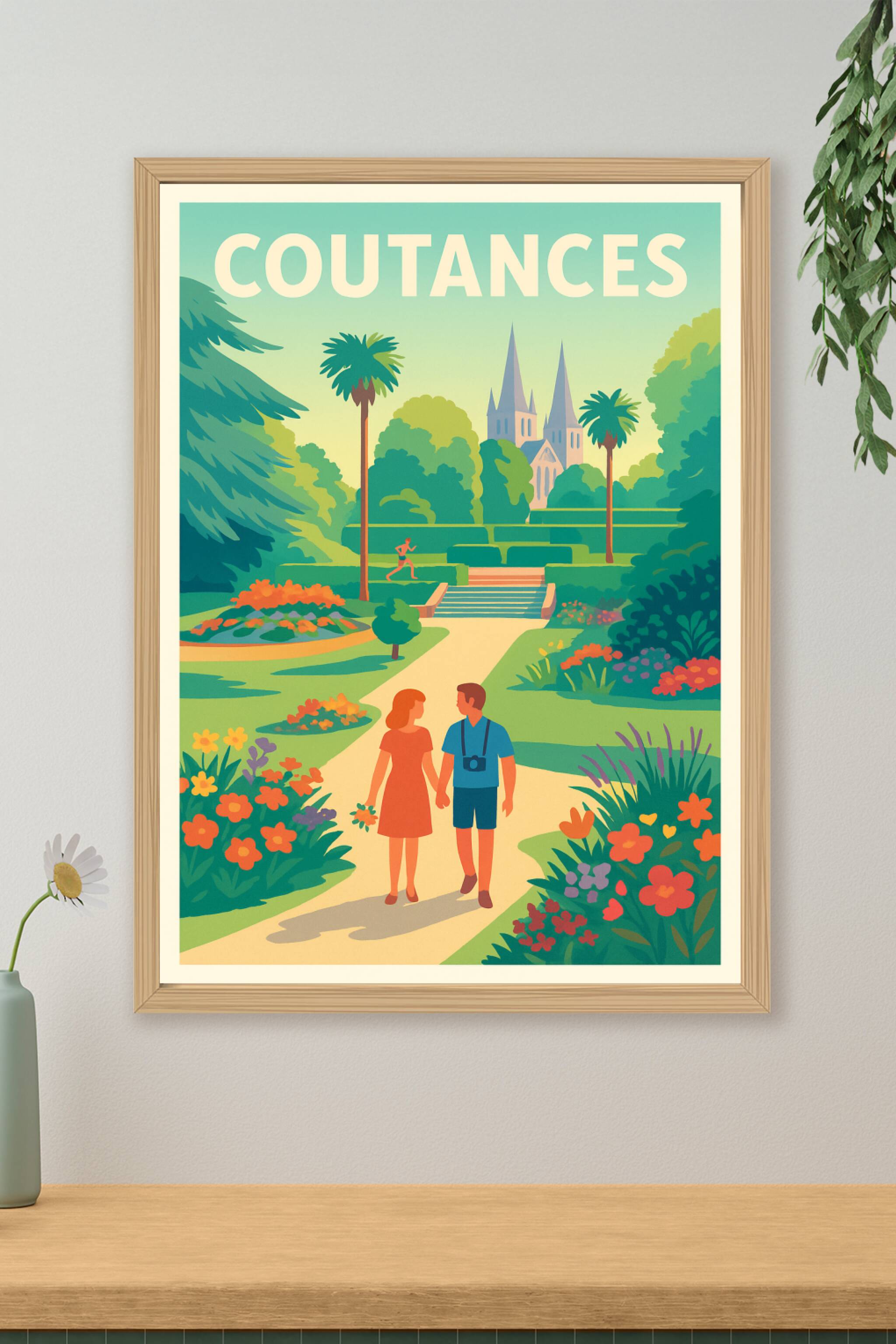 Affiche de Coutances - Promenade romantique au jardin