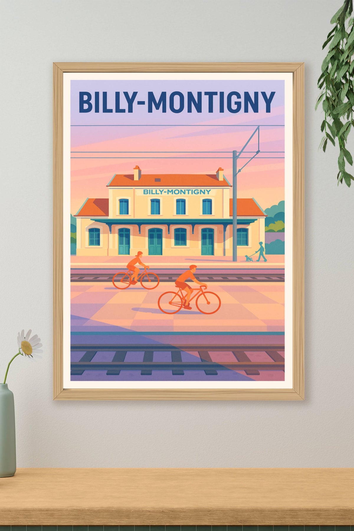 Affiche de Billy-Montigny - L'élégance tranquille de la gare au crépuscule