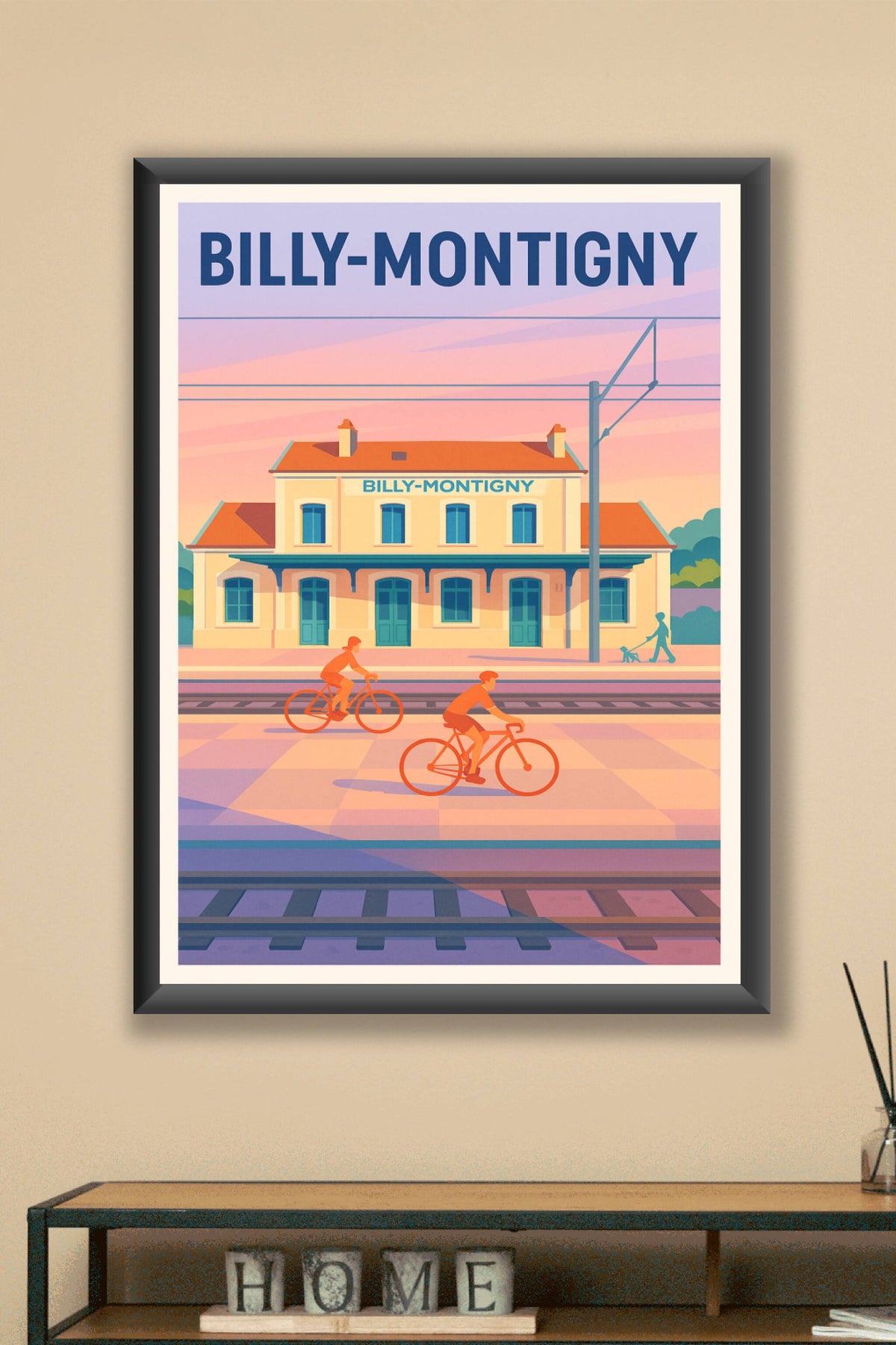 Affiche de Billy-Montigny - L'élégance tranquille de la gare au crépuscule