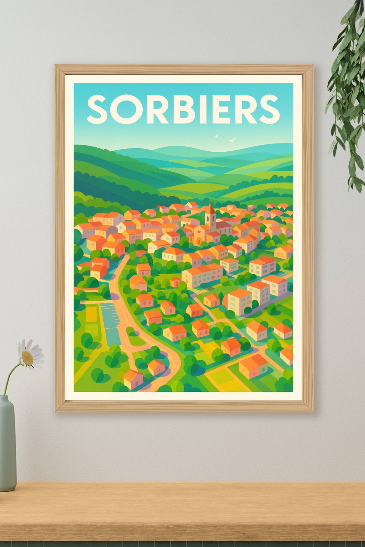 Affiche de Sorbiers - Vue panoramique en douceur