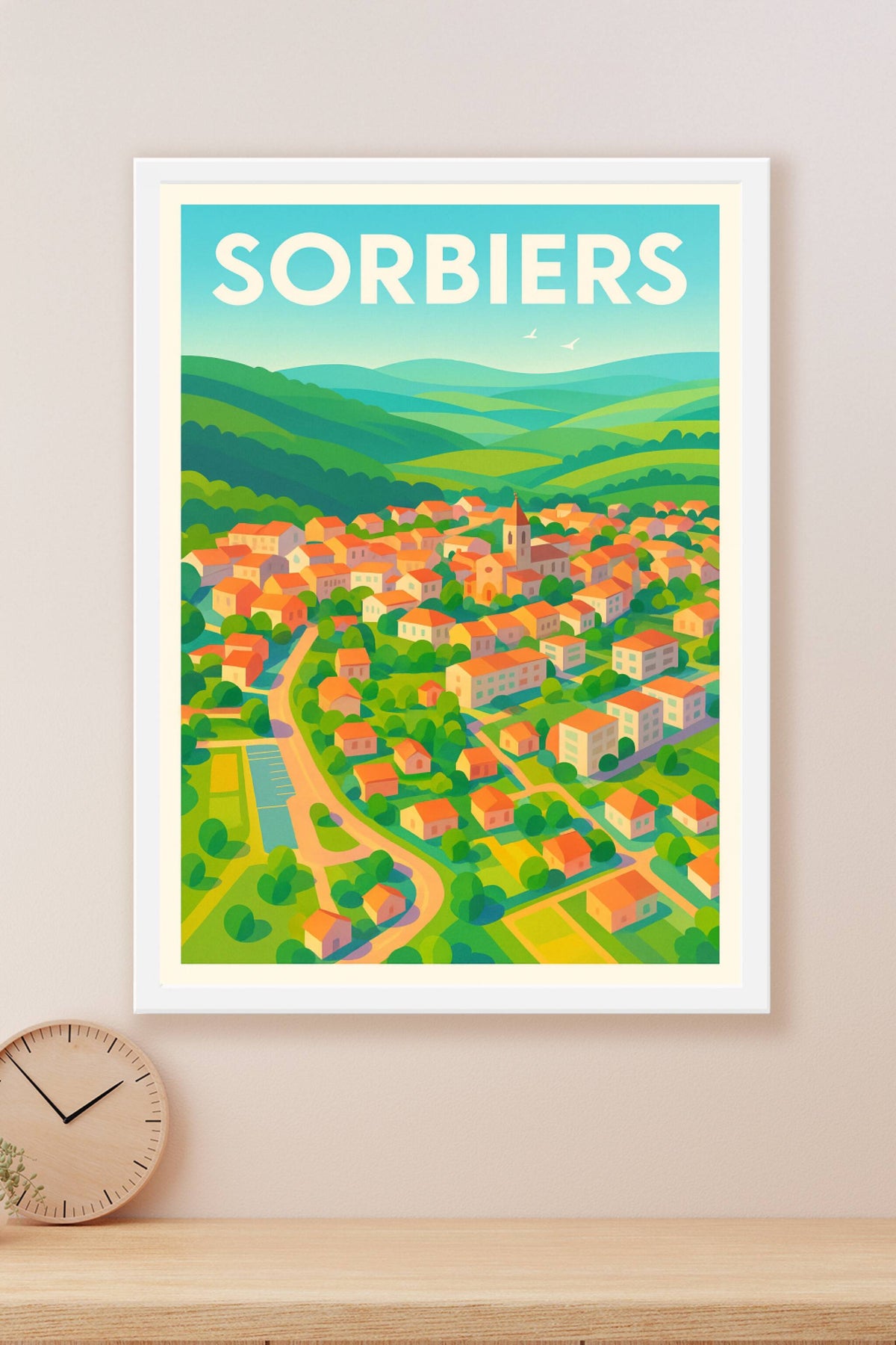 Affiche de Sorbiers - Vue panoramique en douceur