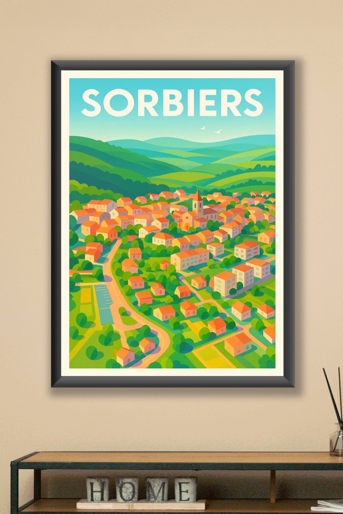 Affiche de Sorbiers - Vue panoramique en douceur