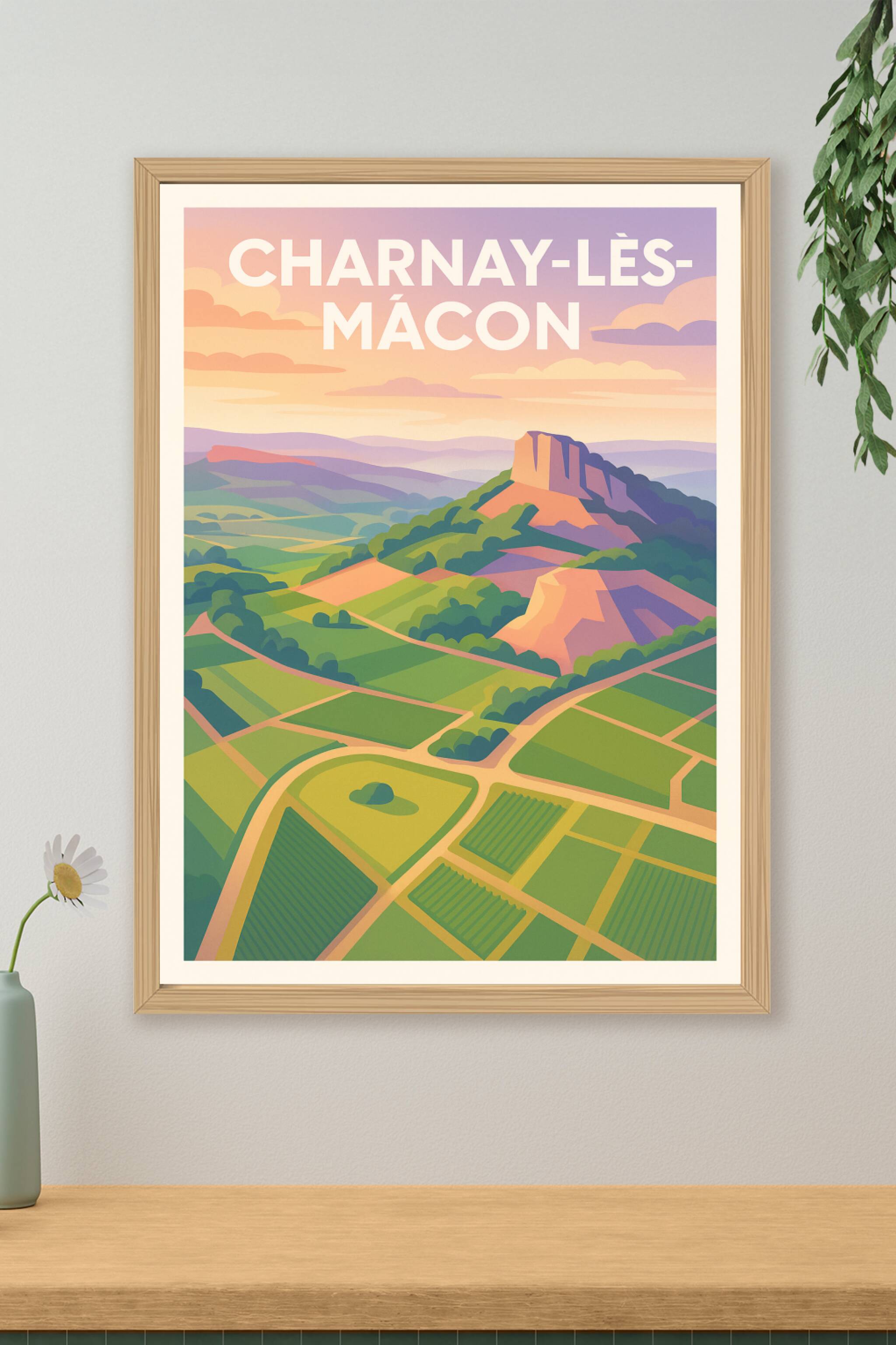 Affiche de Charnay-lès-Mâcon - Paysages viticoles ensoleillés