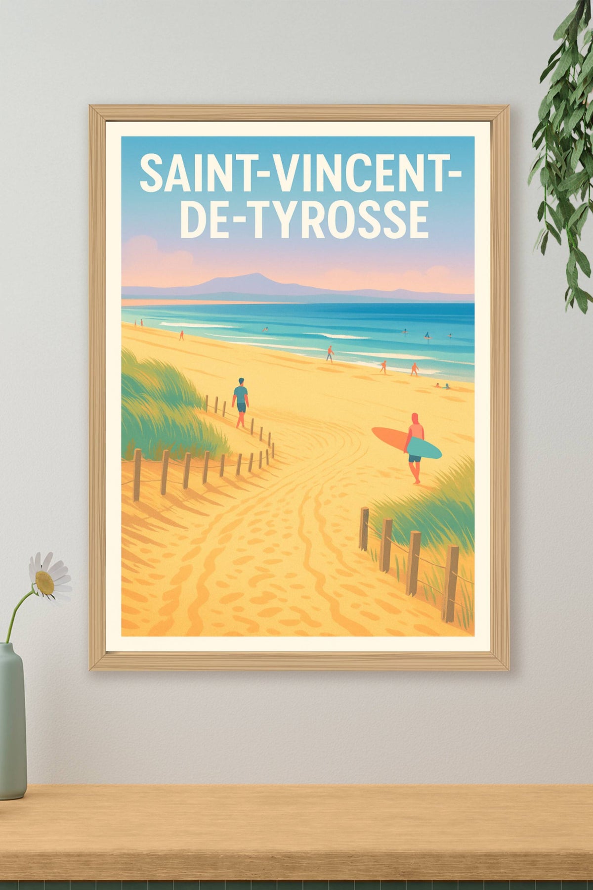 Affiche de Saint-Vincent-de-Tyrosse - Invitation à la plage et aux vagues