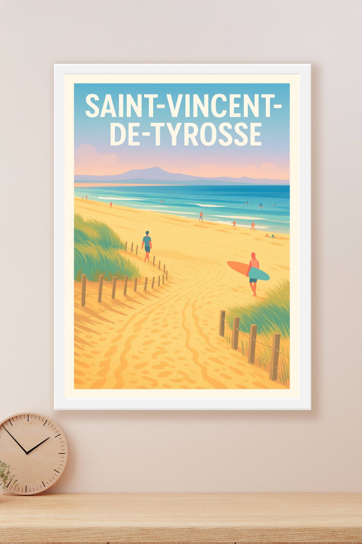 Affiche de Saint-Vincent-de-Tyrosse - Invitation à la plage et aux vagues