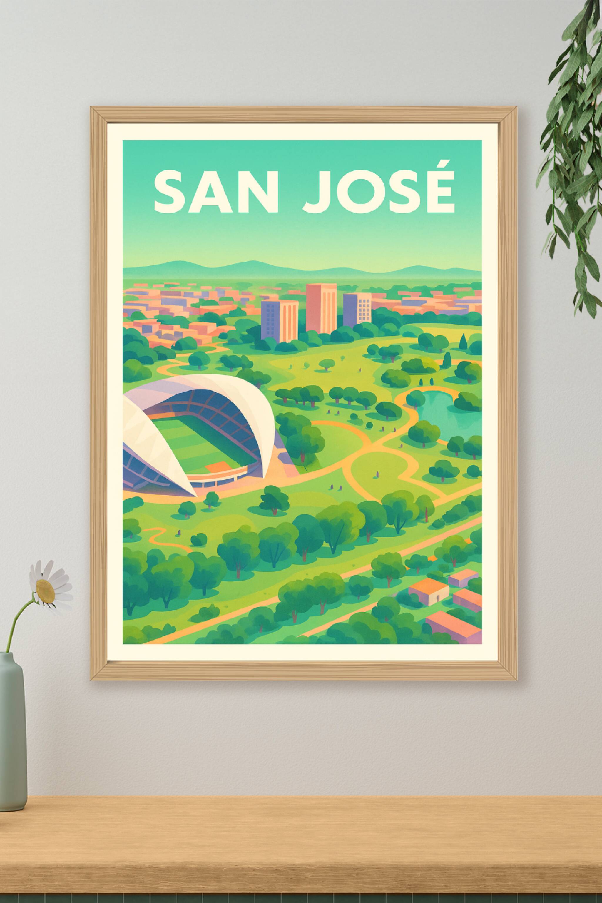Affiche de San José - Harmonie urbaine et nature en pleine lumière