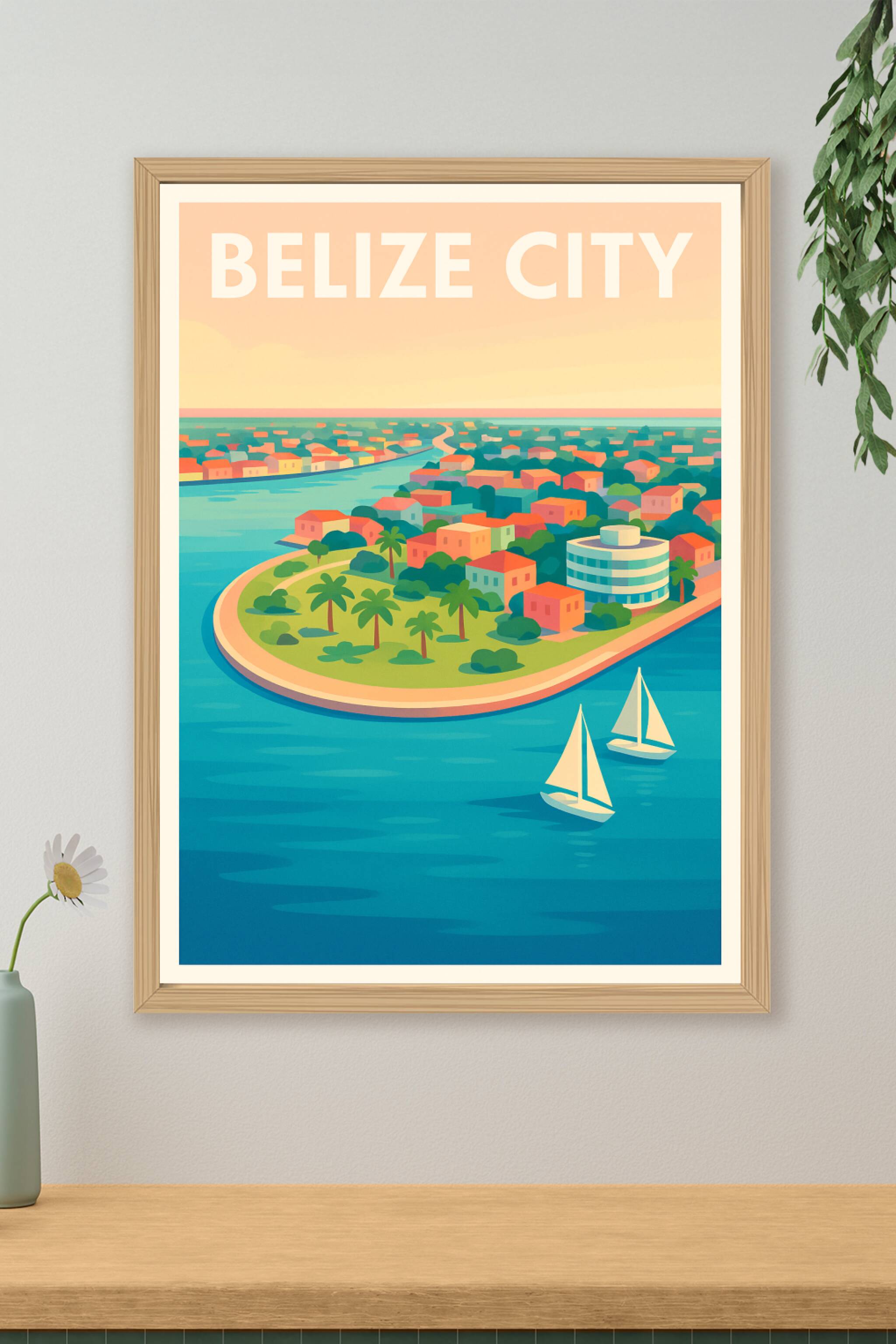 Affiche de Belize City - Évasion tropicale et douceur marine