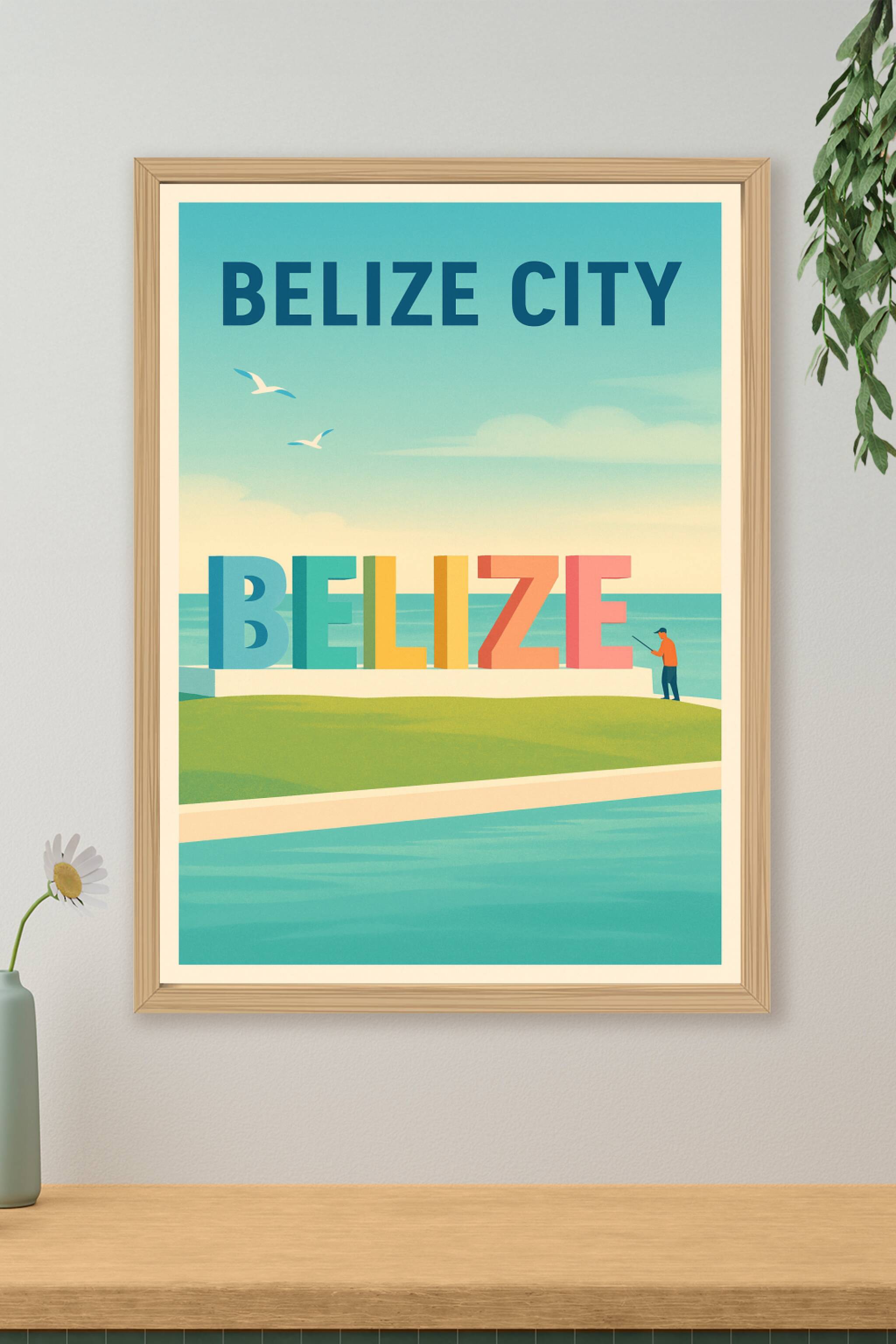 Affiche de Belize City - Vibrante escapade colorée au bord de l'eau