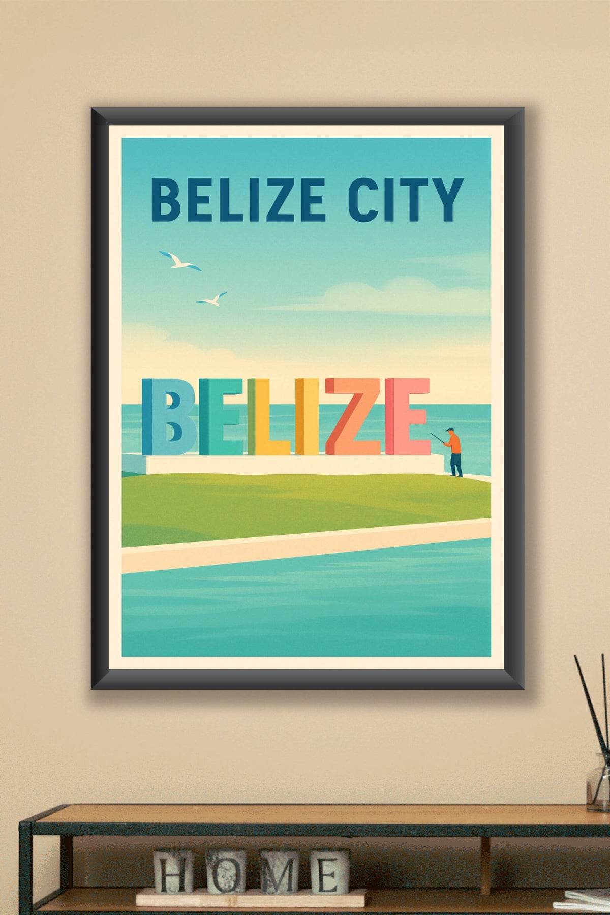 Affiche de Belize City - Vibrante escapade colorée au bord de l'eau