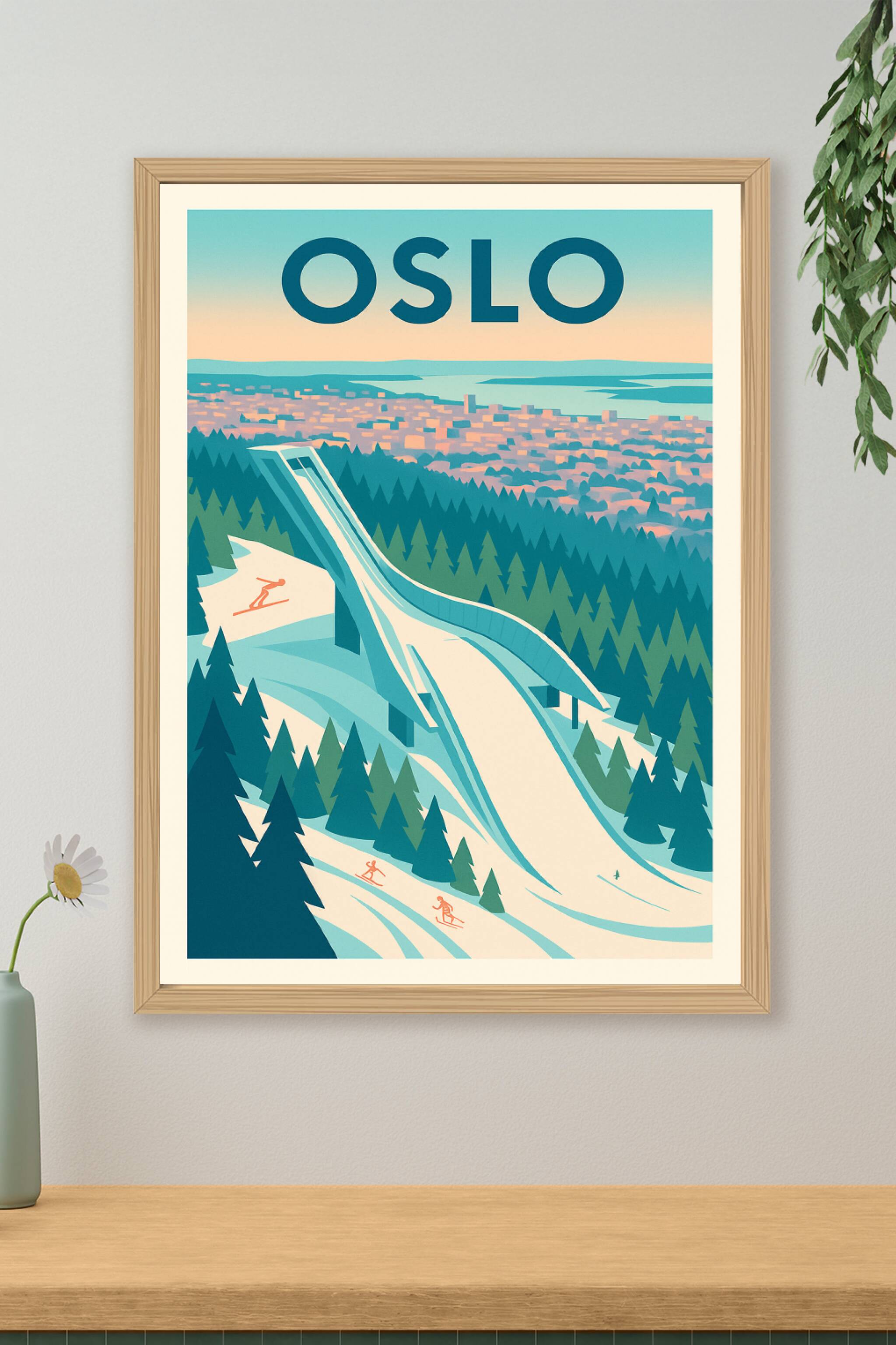 Affiche de Oslo - L'élégance hivernale des trampolines à ski