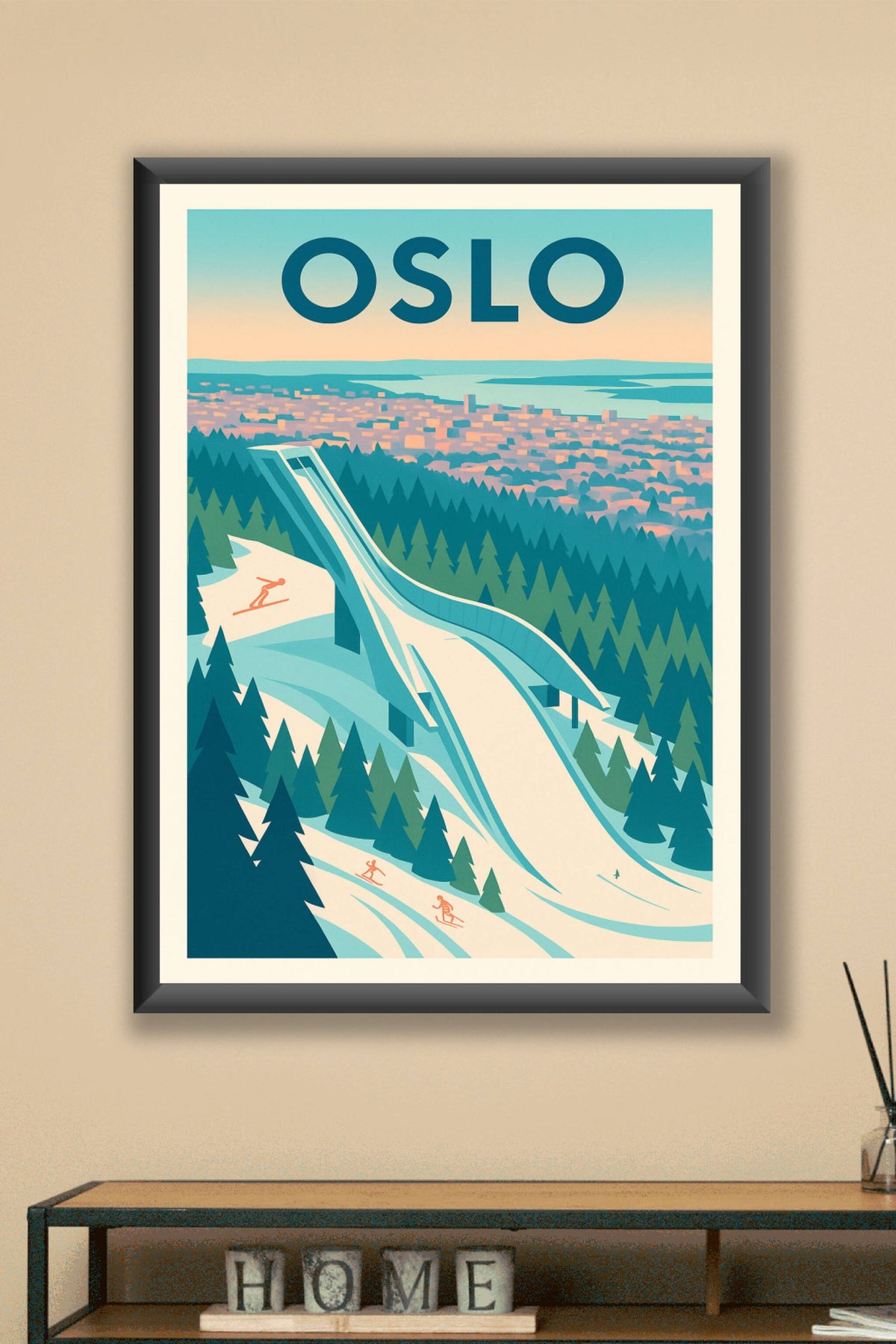 Affiche de Oslo - L'élégance hivernale des trampolines à ski
