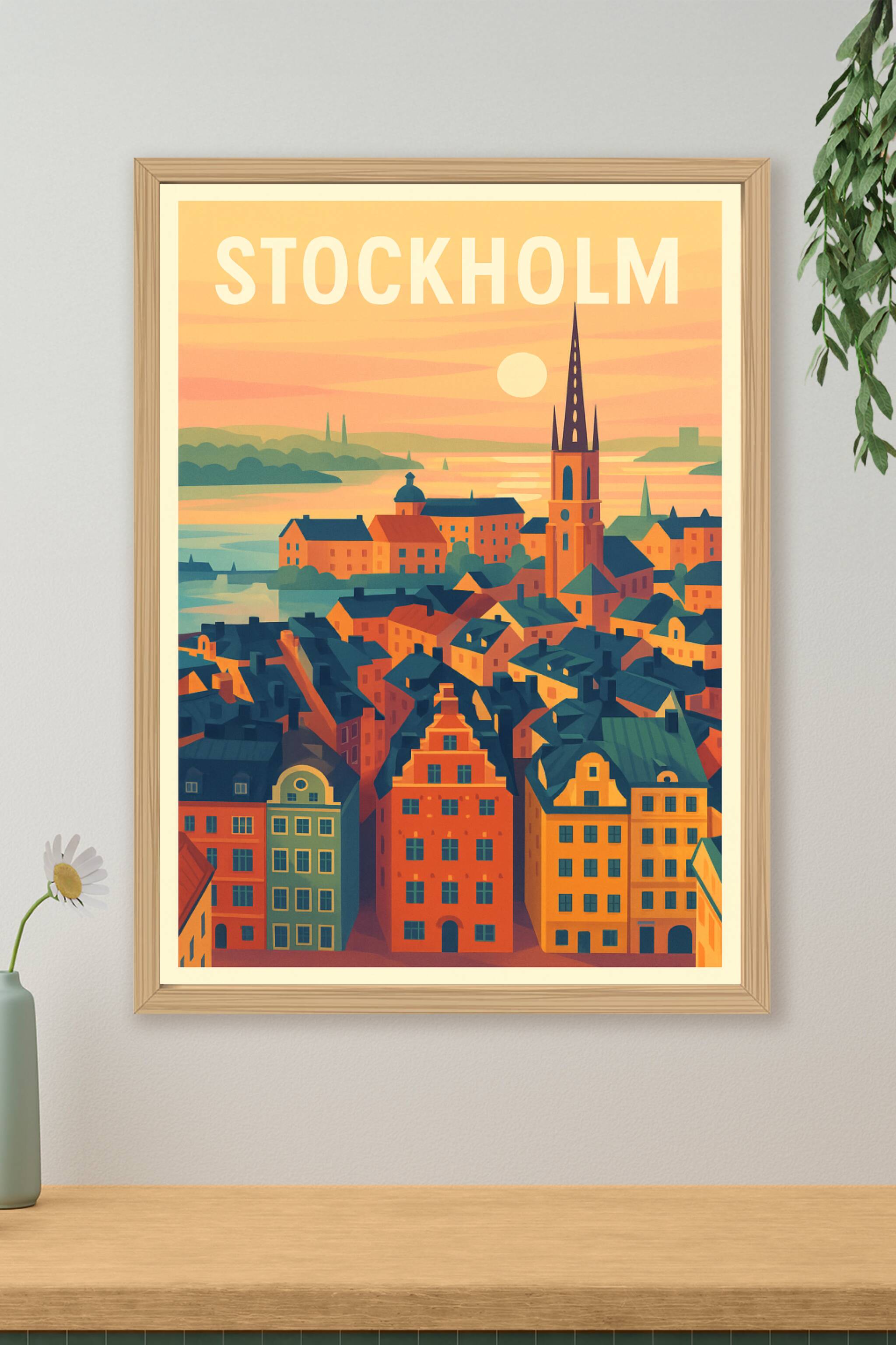 Affiche de Stockholm - Éclat chaleureux sur la capitale suédoise