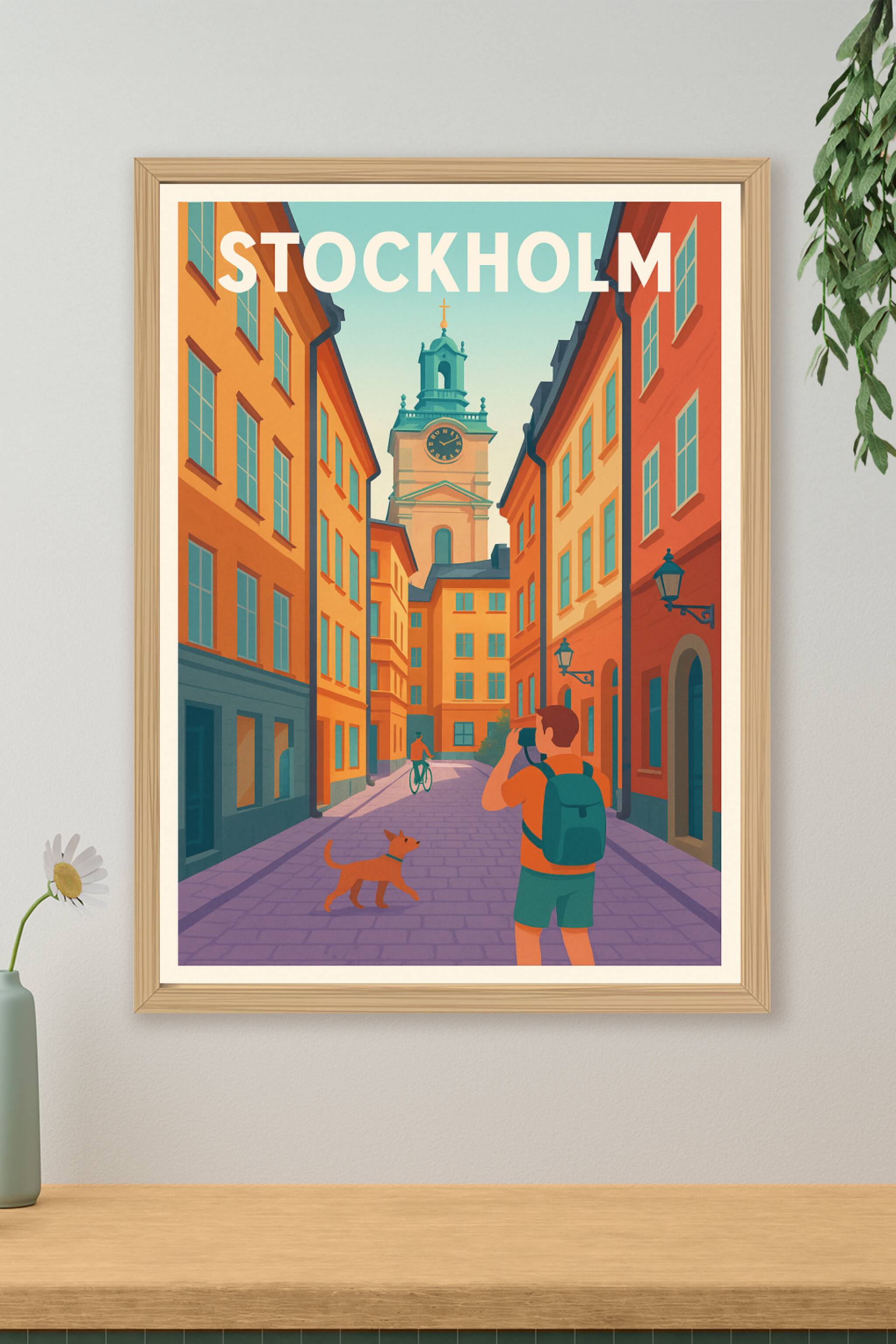 Affiche de Stockholm - L'élégance intemporelle des ruelles colorées