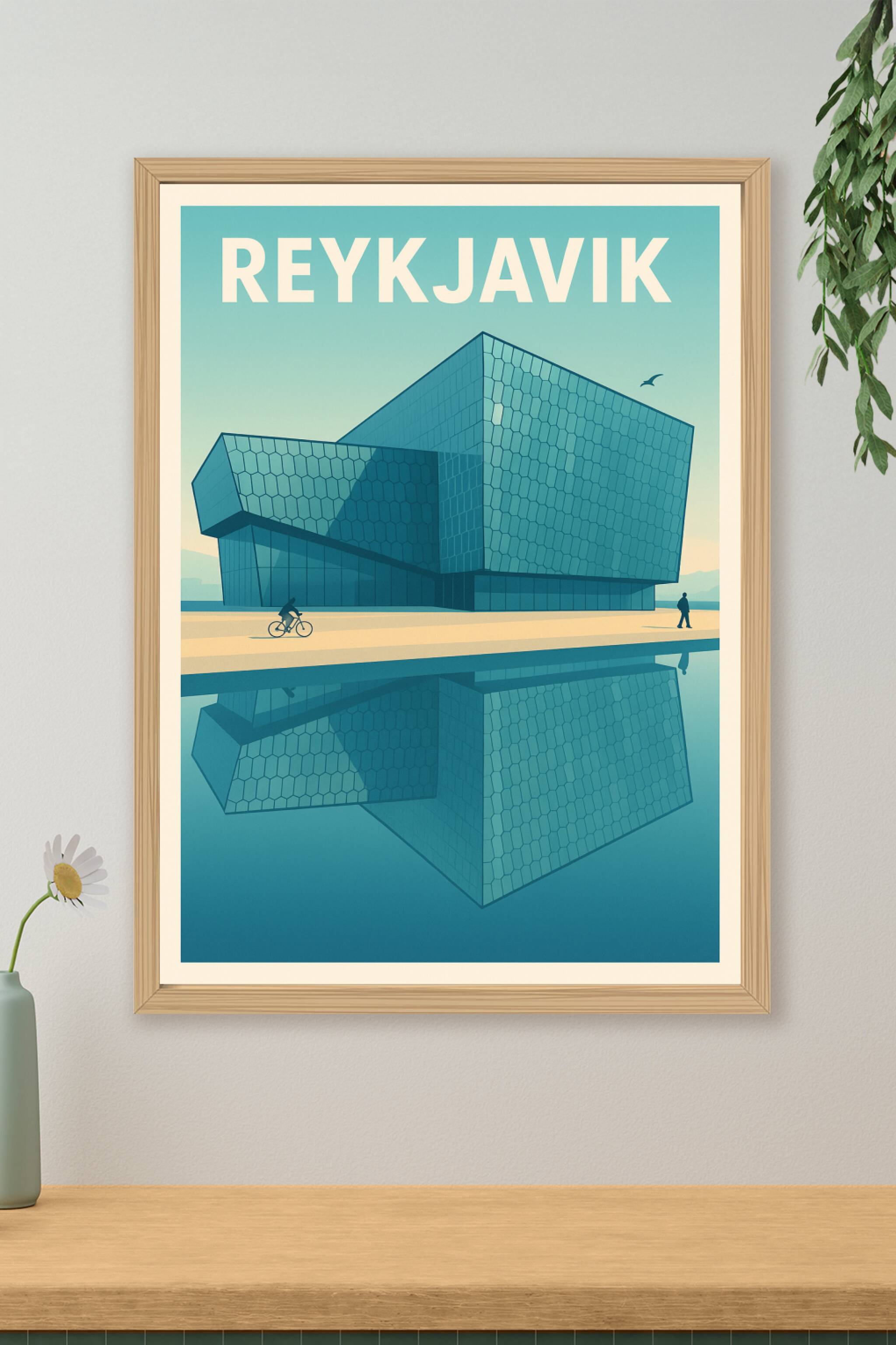 Affiche de Reykjavik - Architecture moderne et sérénité nordique