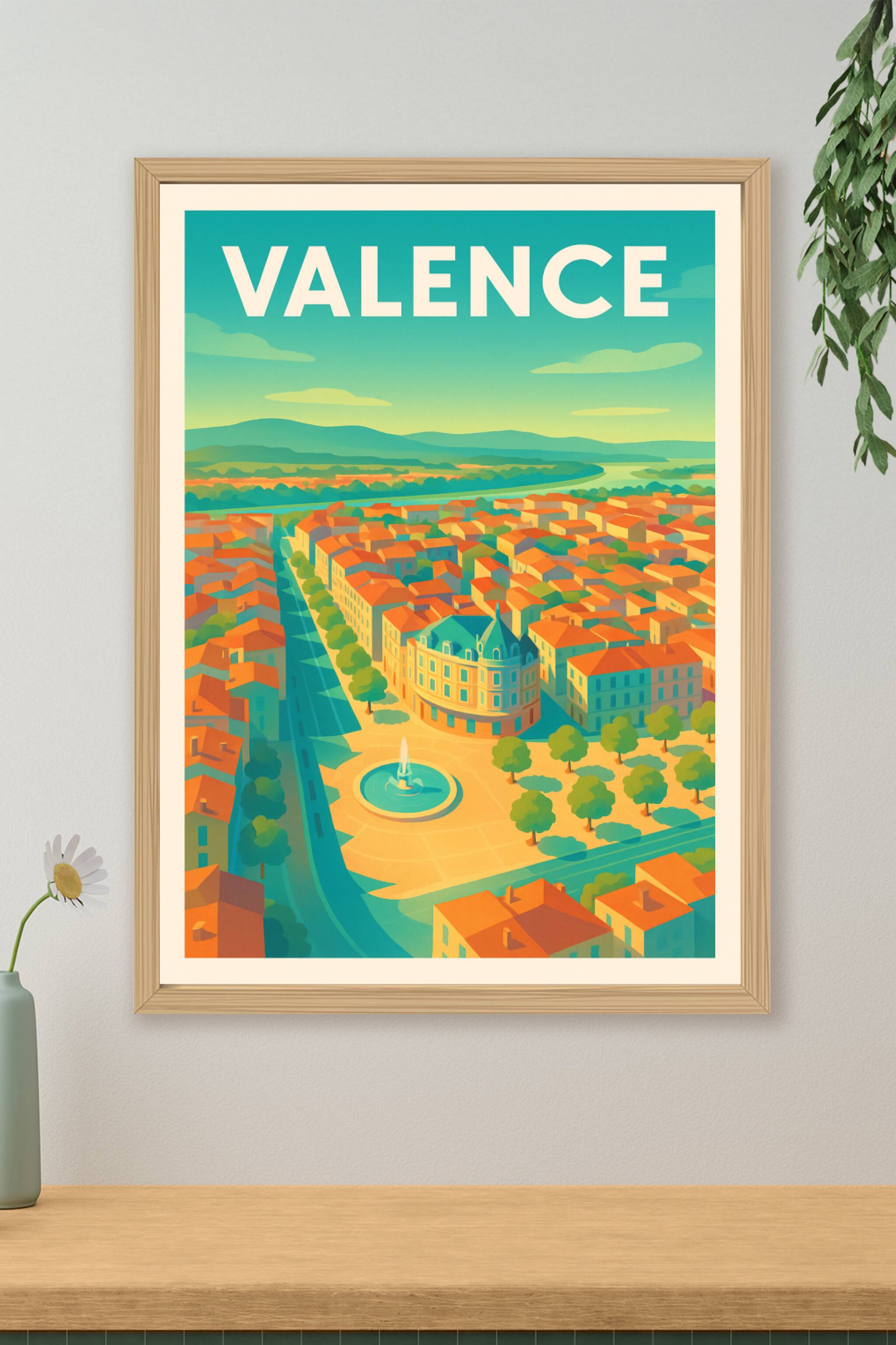 Affiche de Valence - Une vue ensoleillée du plein cœur de la ville