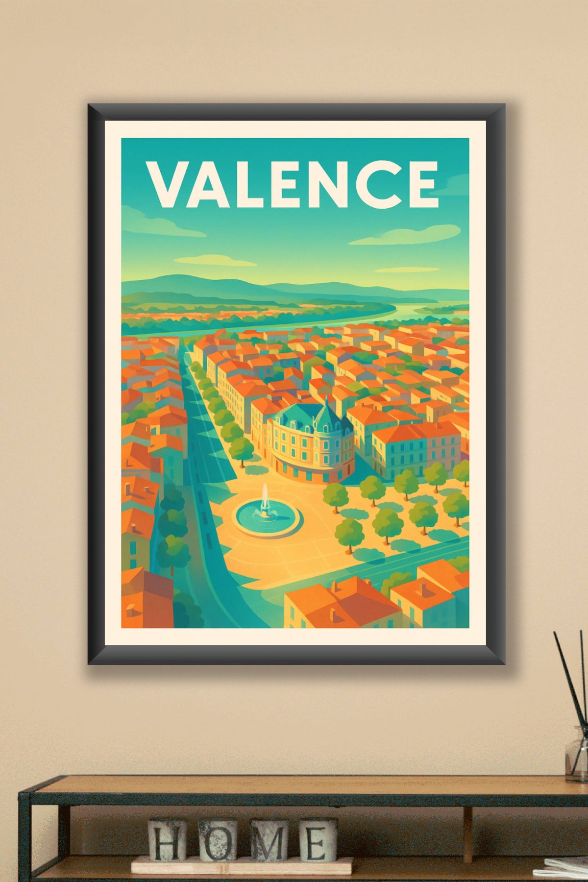 Affiche de Valence - Une vue ensoleillée du plein cœur de la ville