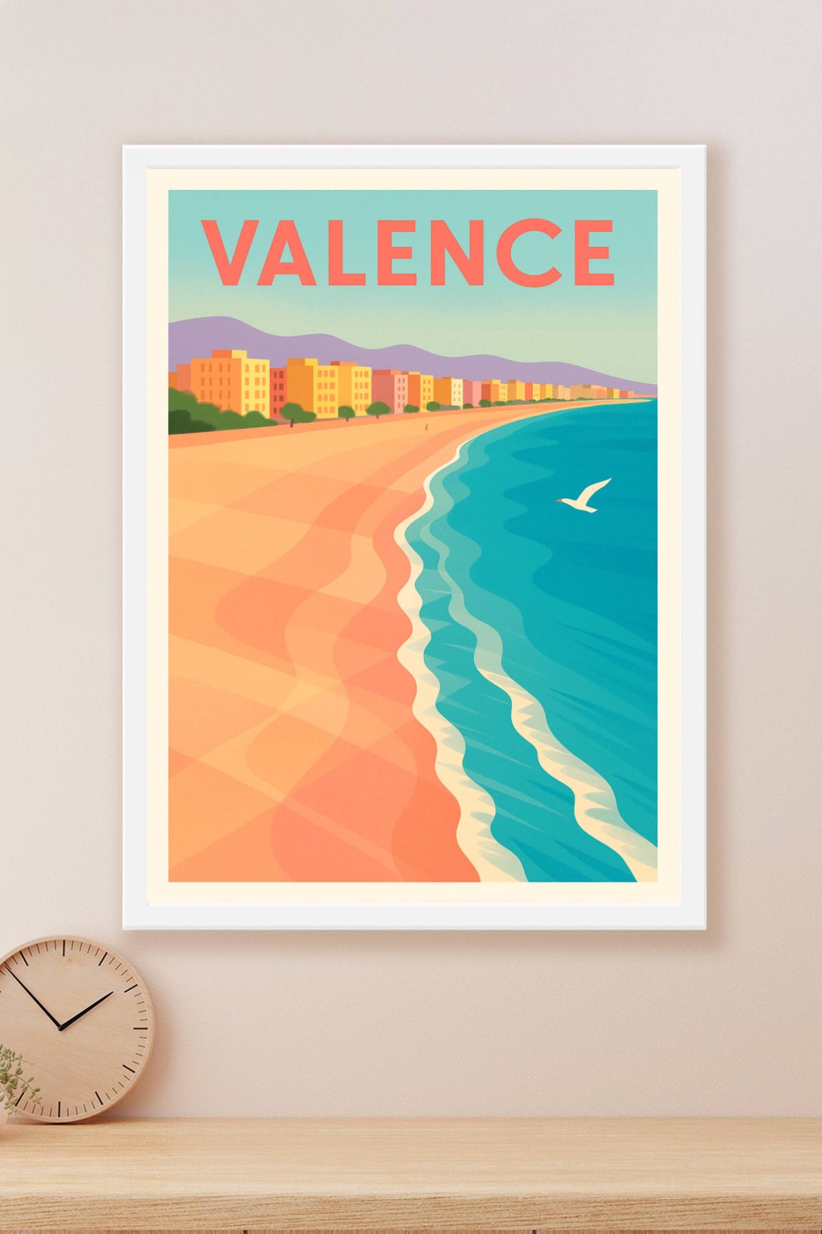 Affiche de Valence - Évasion côtière en couleurs pastel