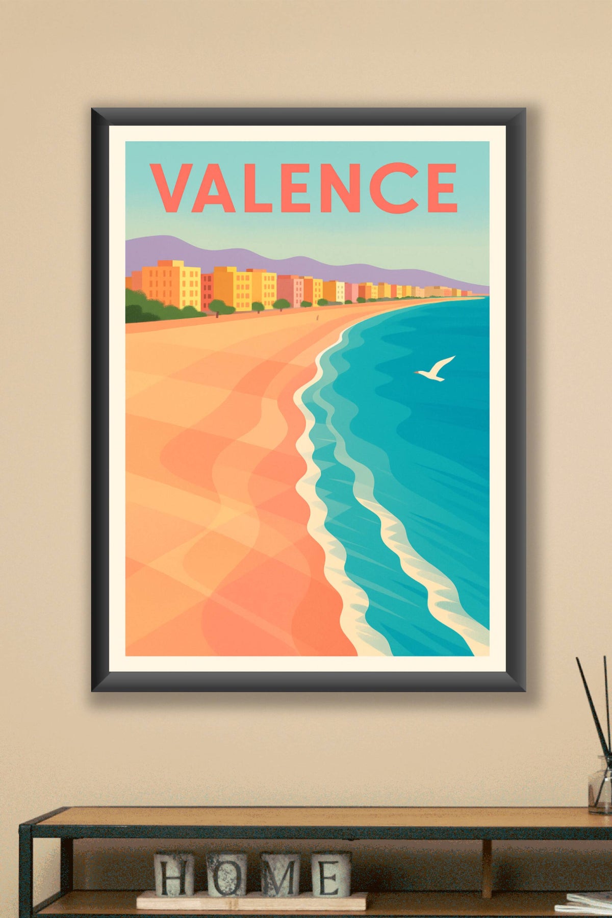 Affiche de Valence - Évasion côtière en couleurs pastel