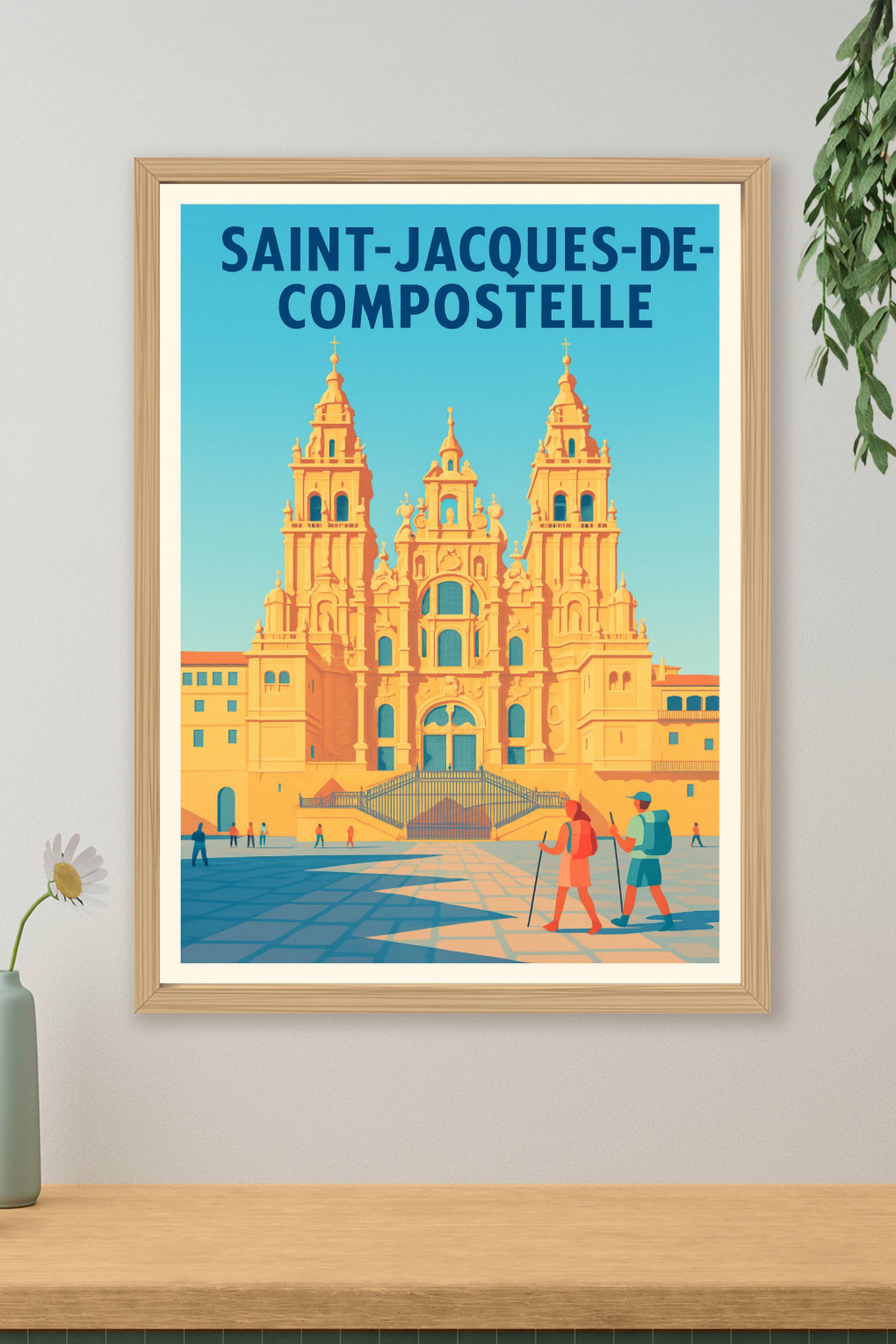 Affiche de Saint-Jacques-de-Compostelle - L'escale emblématique des pèlerins
