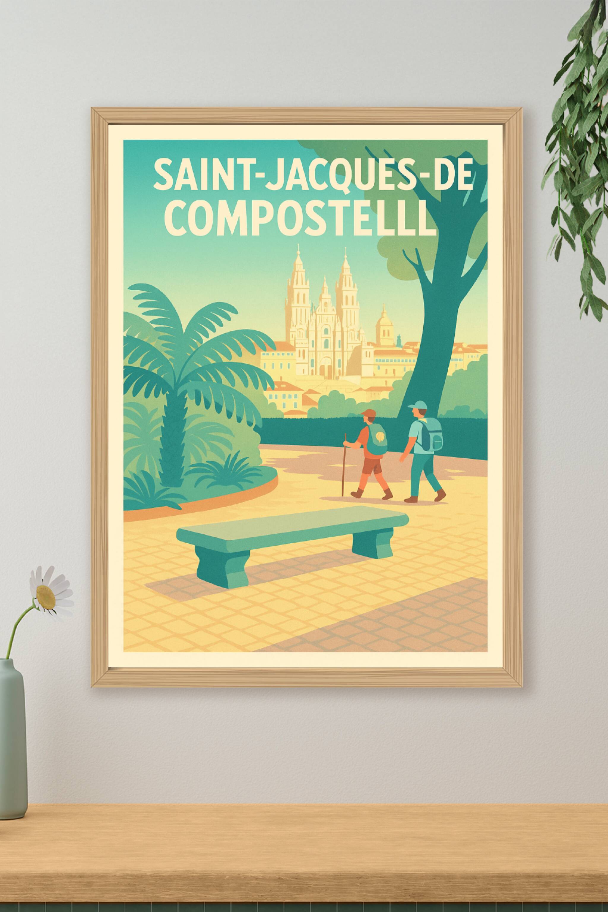Affiche de Saint-Jacques-de-Compostelle - L'escapade des pèlerins