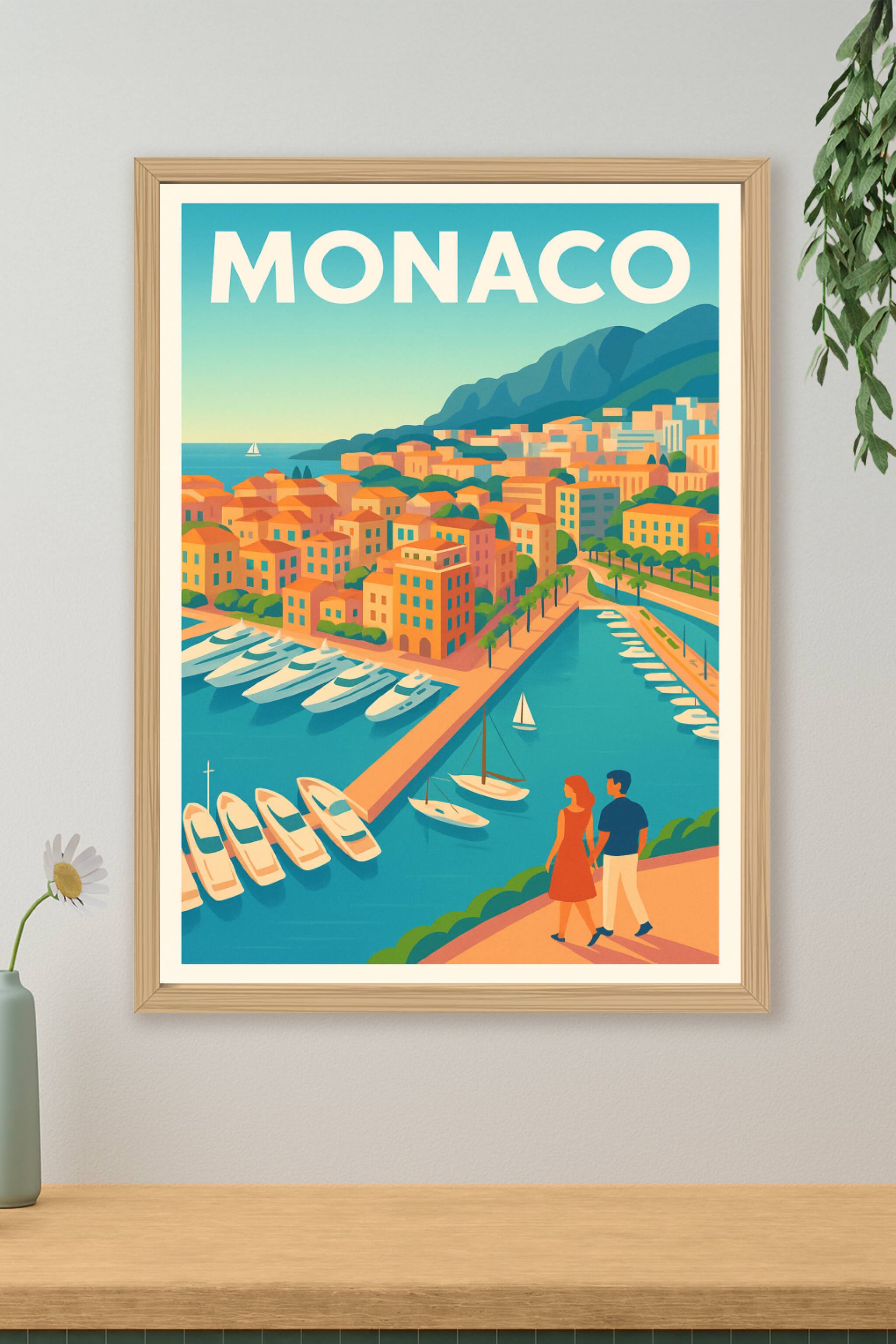Affiche de Monaco - L'élégance méditerranéenne en poster vintage