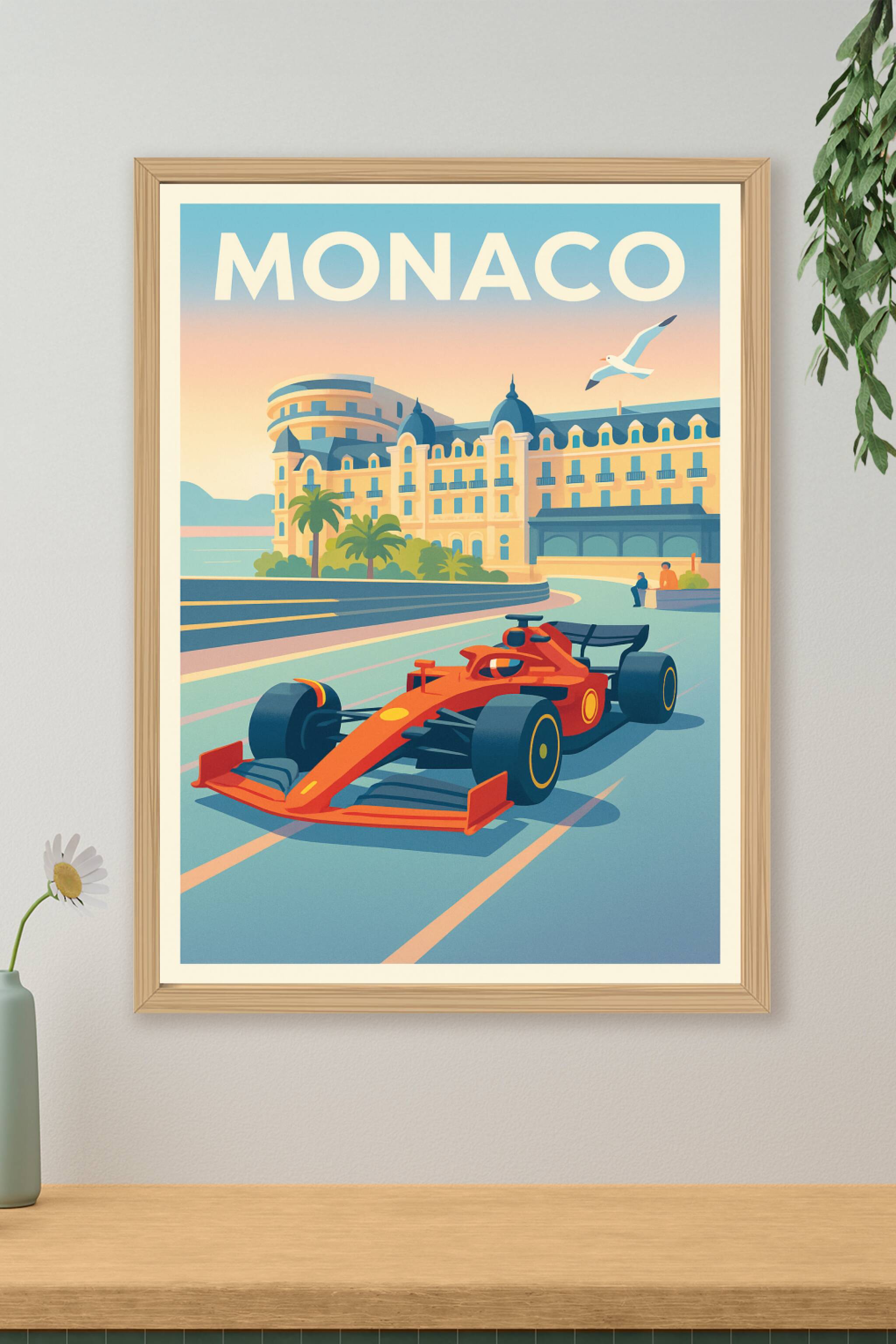 Affiche de Monaco - L'élégance du Grand Prix en illustration vintage