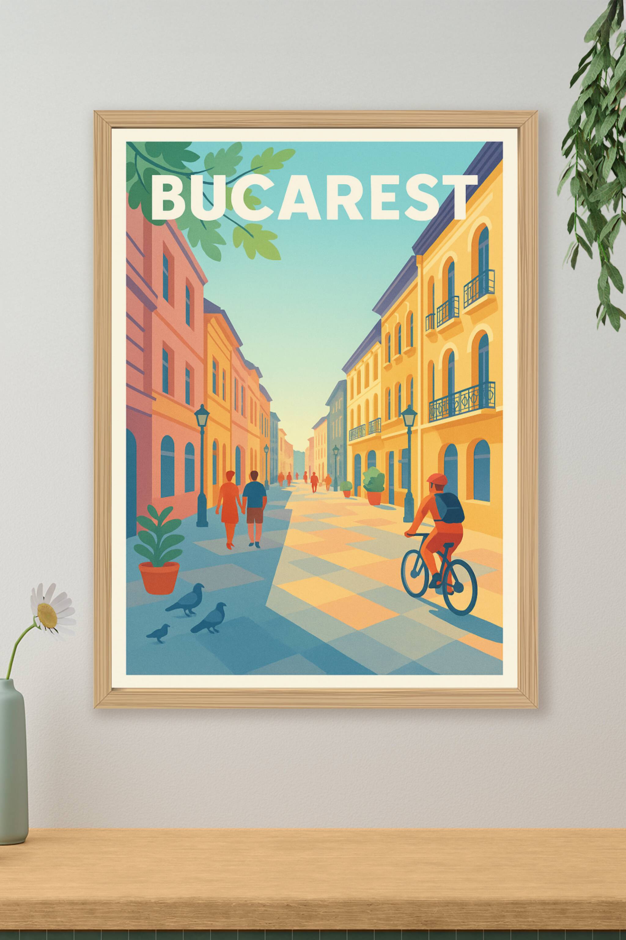 Affiche de Bucarest - L'élégance lumineuse des rues historiques