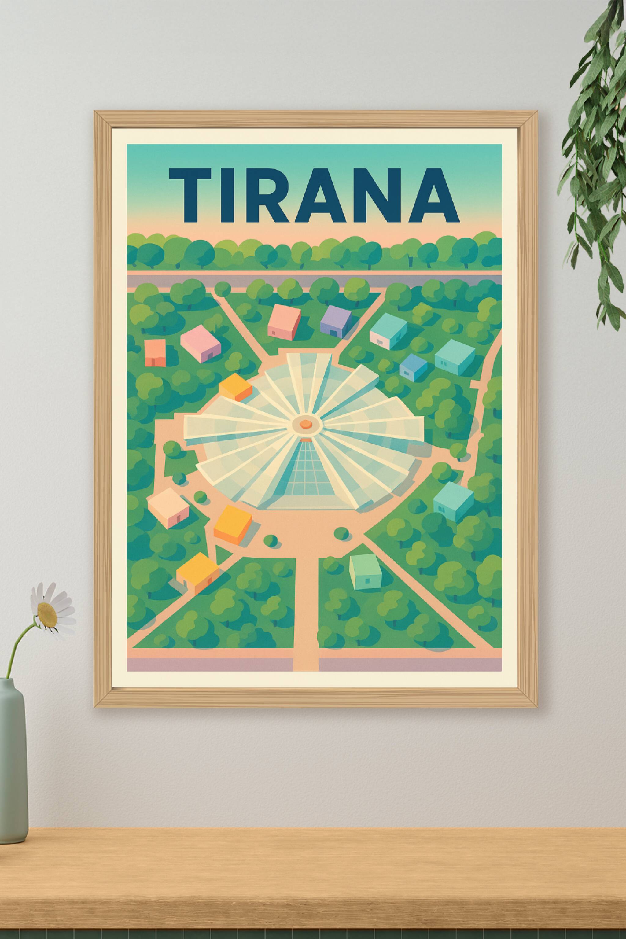 Affiche de Tirana - Un aperçu coloré et graphique de la capitale albanaise