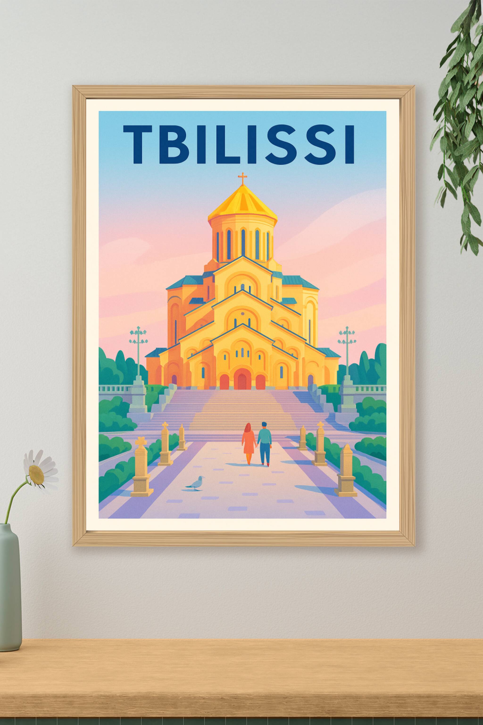 Affiche de Tbilissi - L'éclat doré de la cathédrale Saint-Trinité