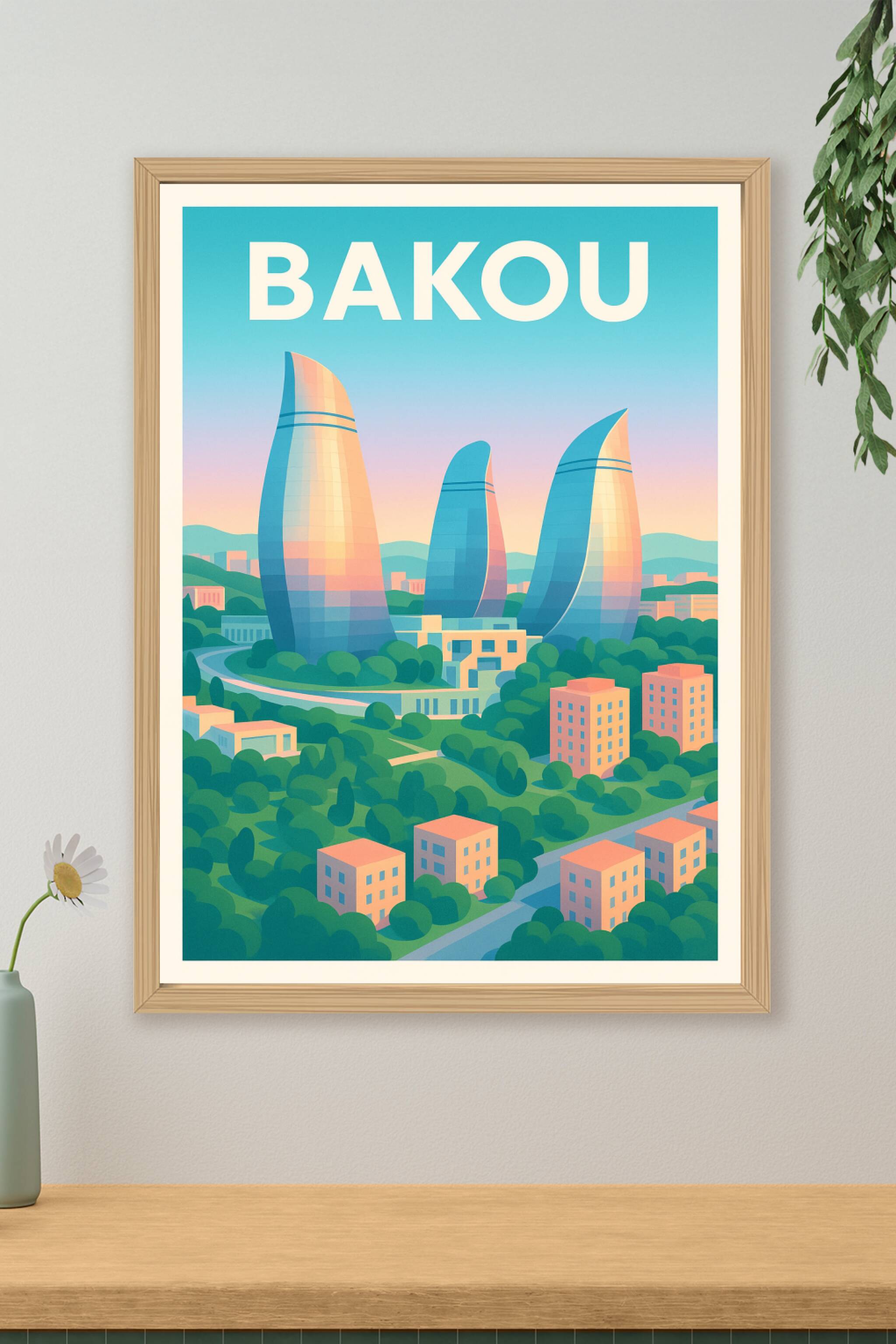 Affiche de Bakou - L'élégance futuriste entre nature et architecture