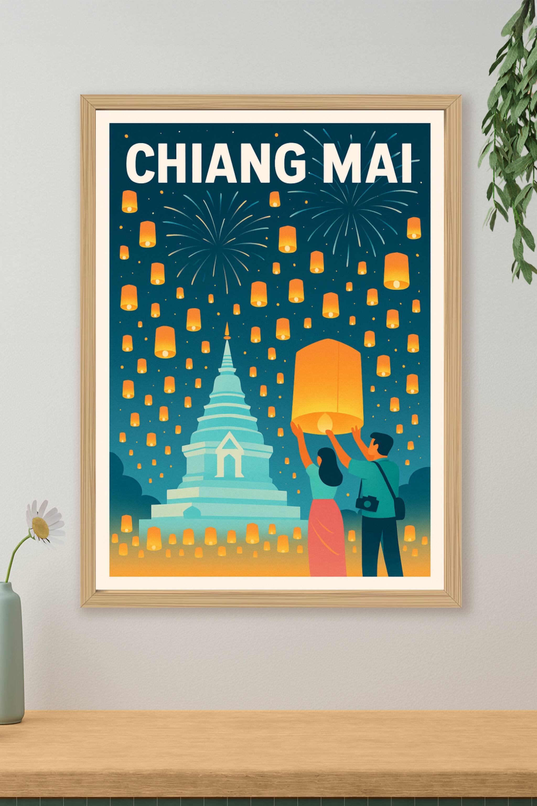Affiche de Chiang Mai - La magie des lanternes flottantes