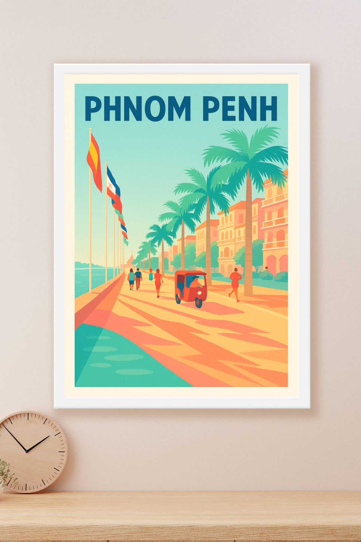 Affiche de Phnom Penh - Promenade ensoleillée au bord du Mékong
