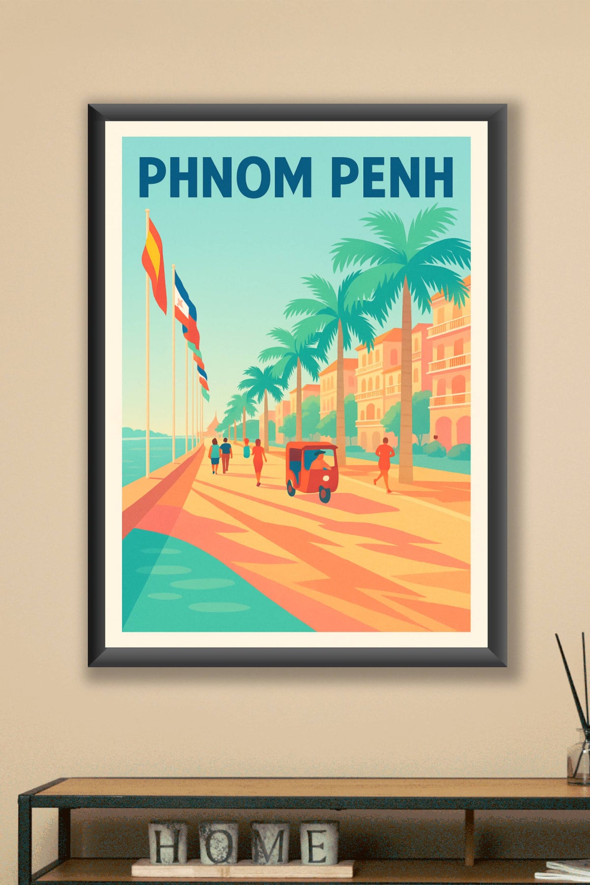 Affiche de Phnom Penh - Promenade ensoleillée au bord du Mékong