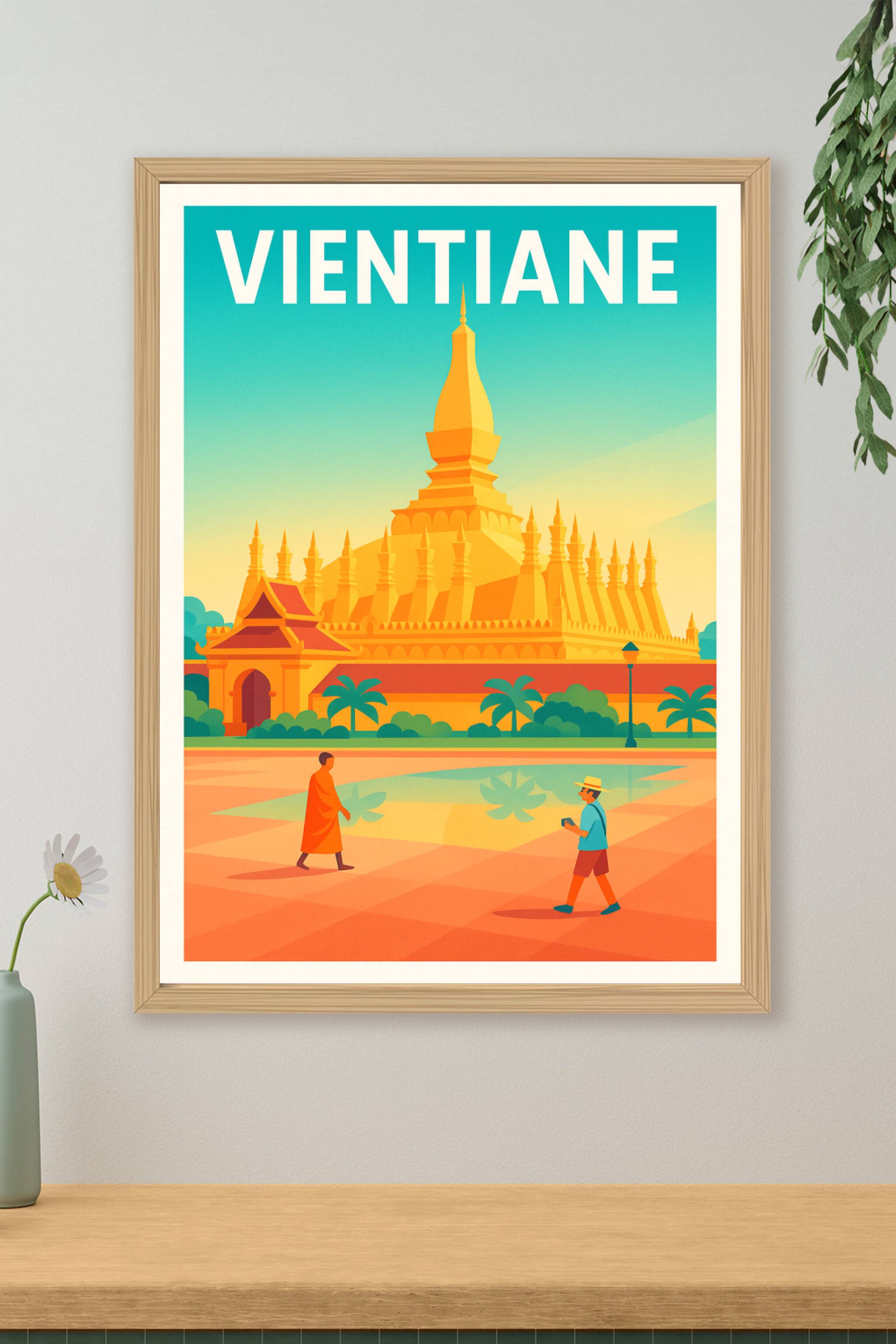 Affiche de Vientiane - Lumières dorées sur le cœur spirituel du Laos
