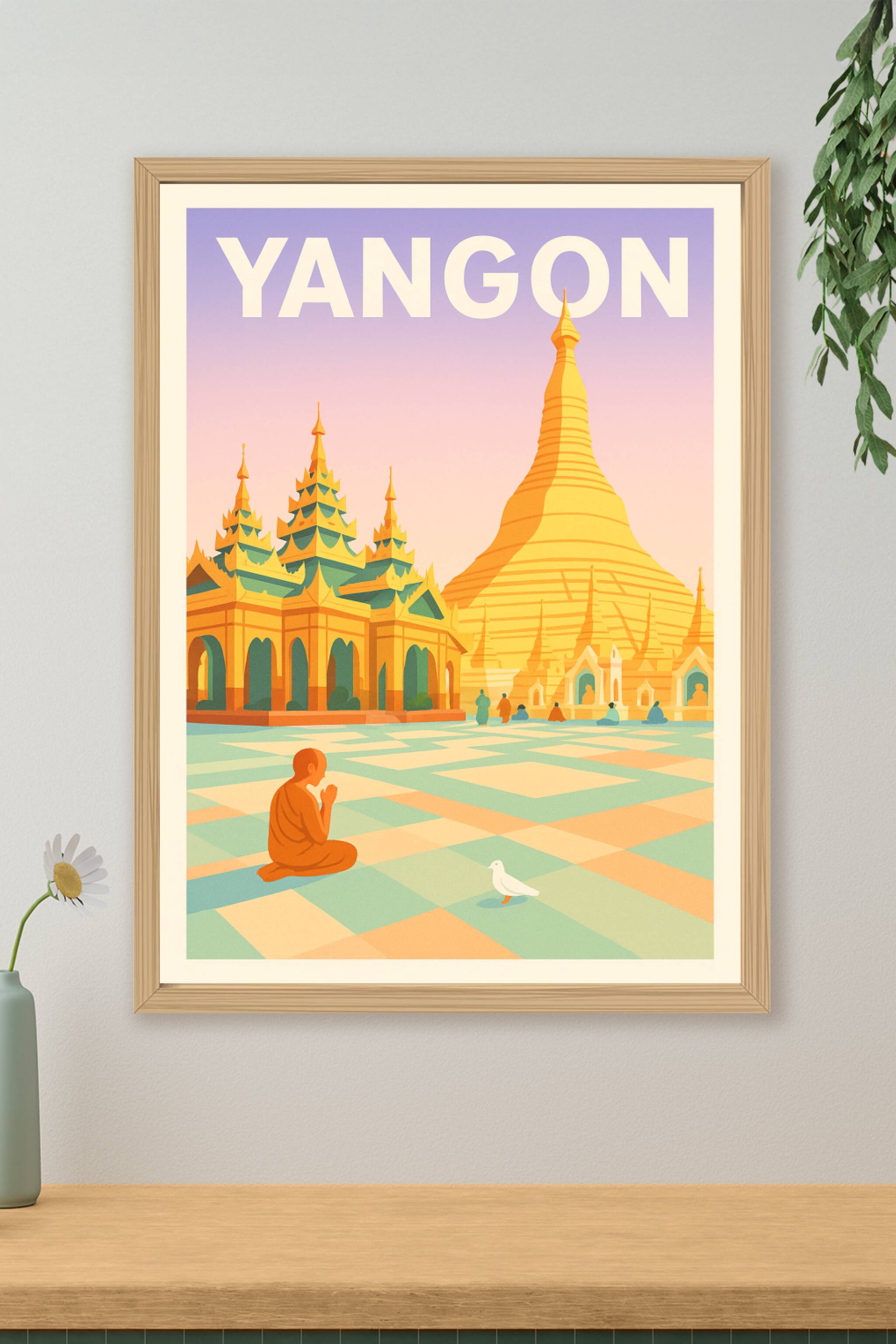 Affiche de Yangon - Sérénité au cœur de la Pagode dorée