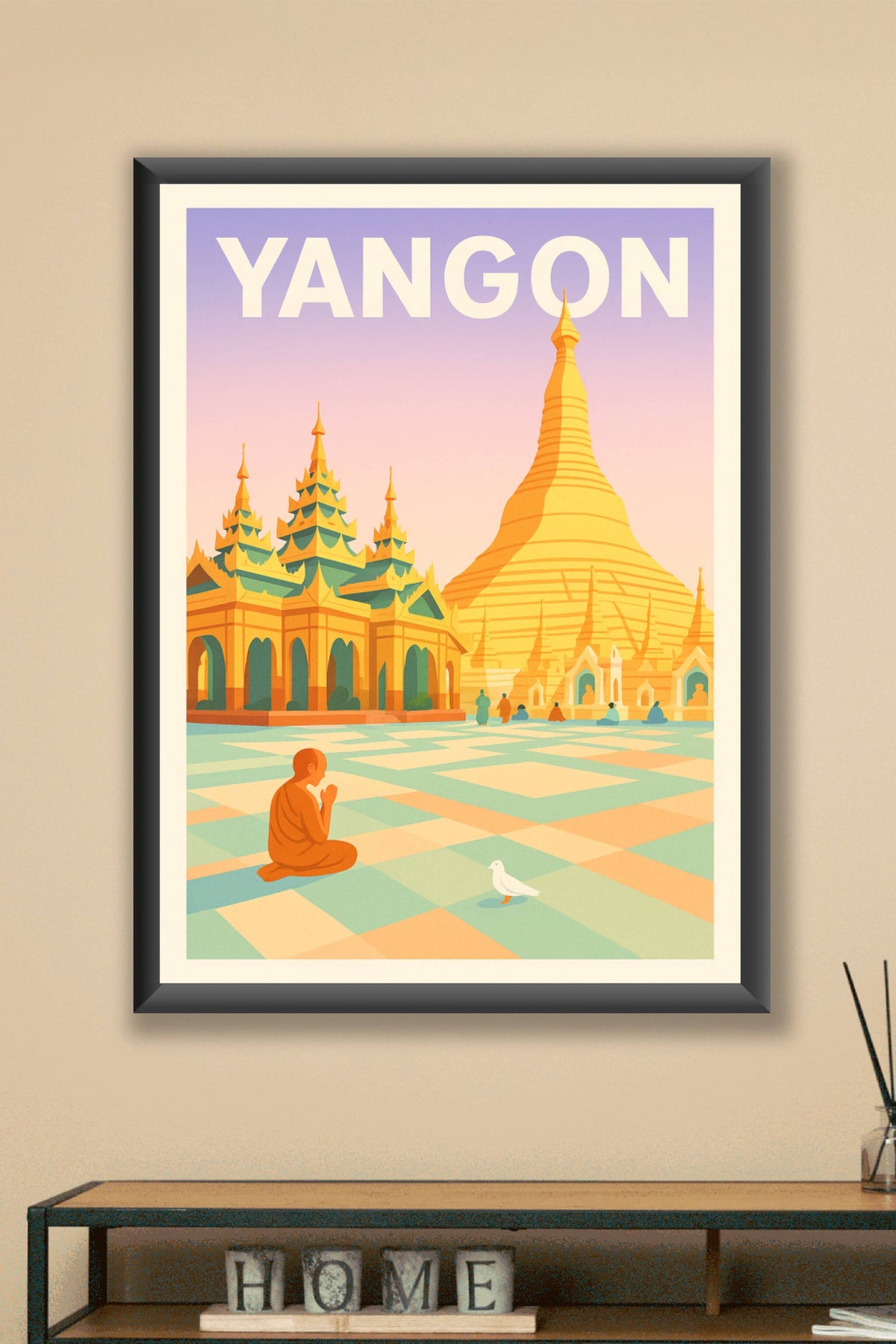 Affiche de Yangon - Sérénité au cœur de la Pagode dorée