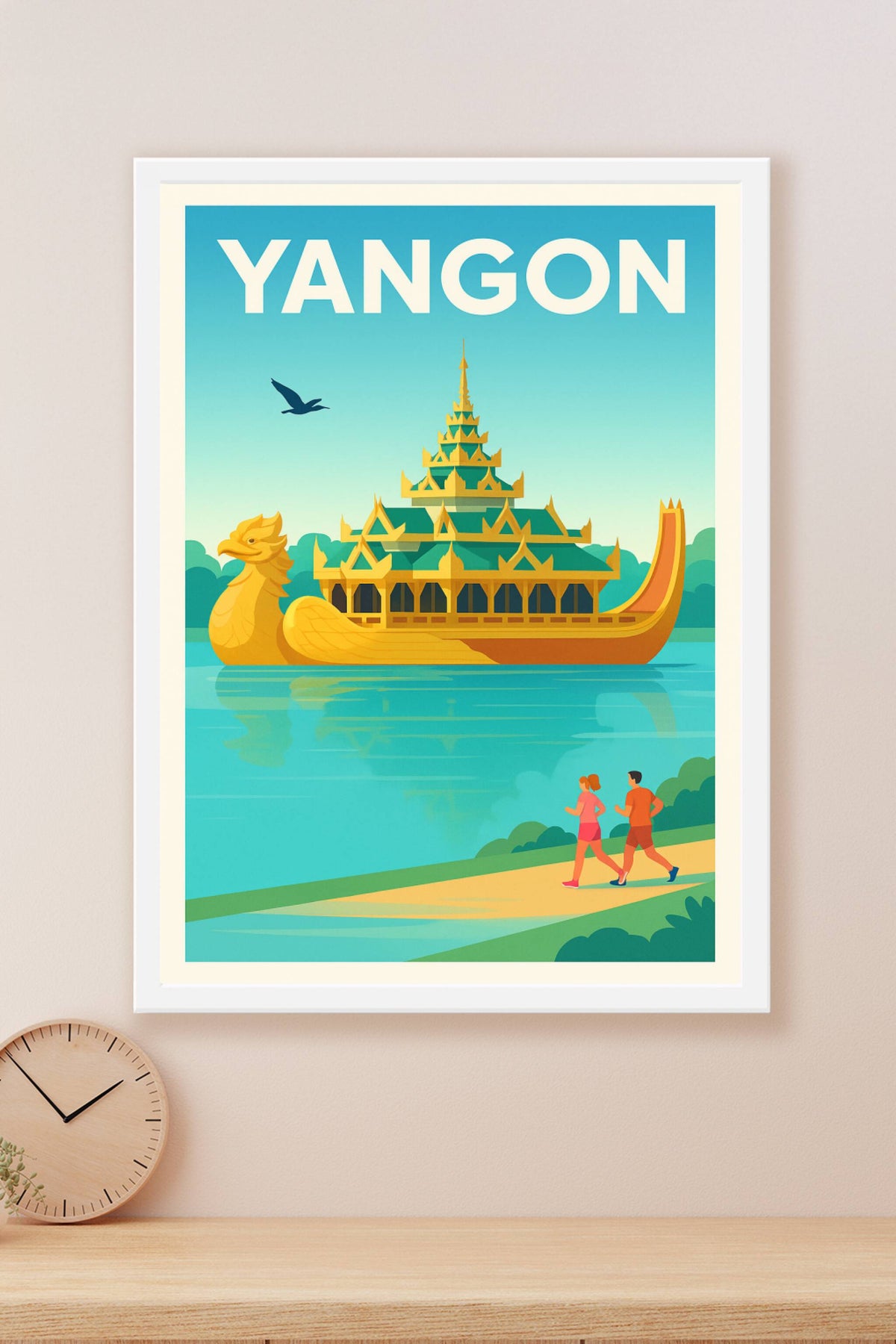 Affiche de Yangon - L'élégance dorée sur l'eau