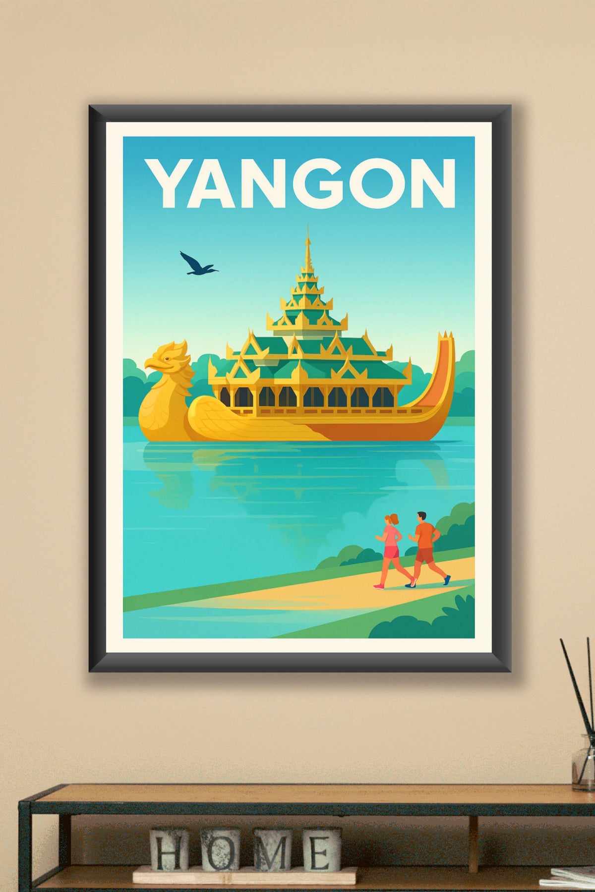 Affiche de Yangon - L'élégance dorée sur l'eau