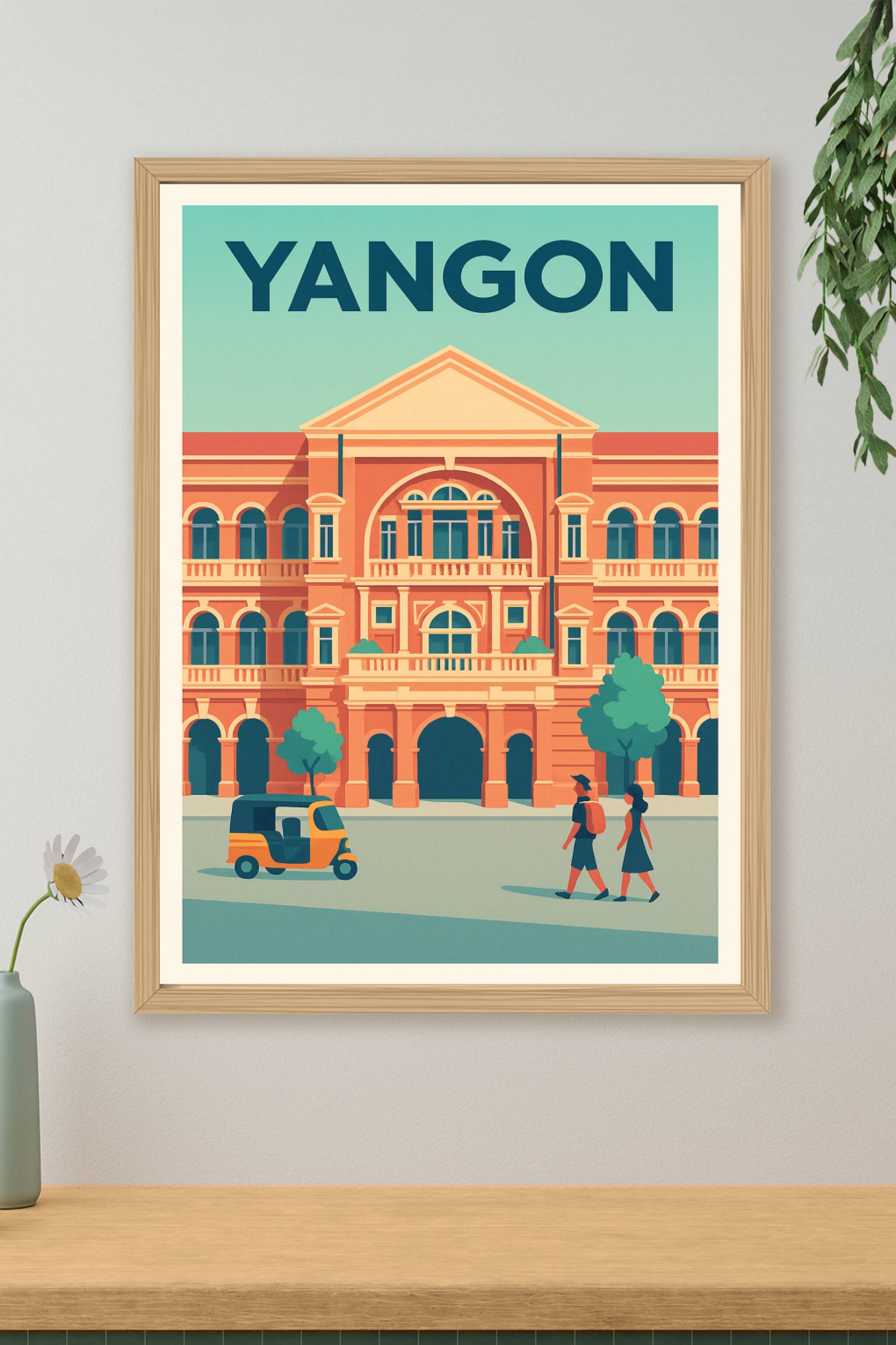 Affiche de Yangon - Charme colonial et douceur de vivre