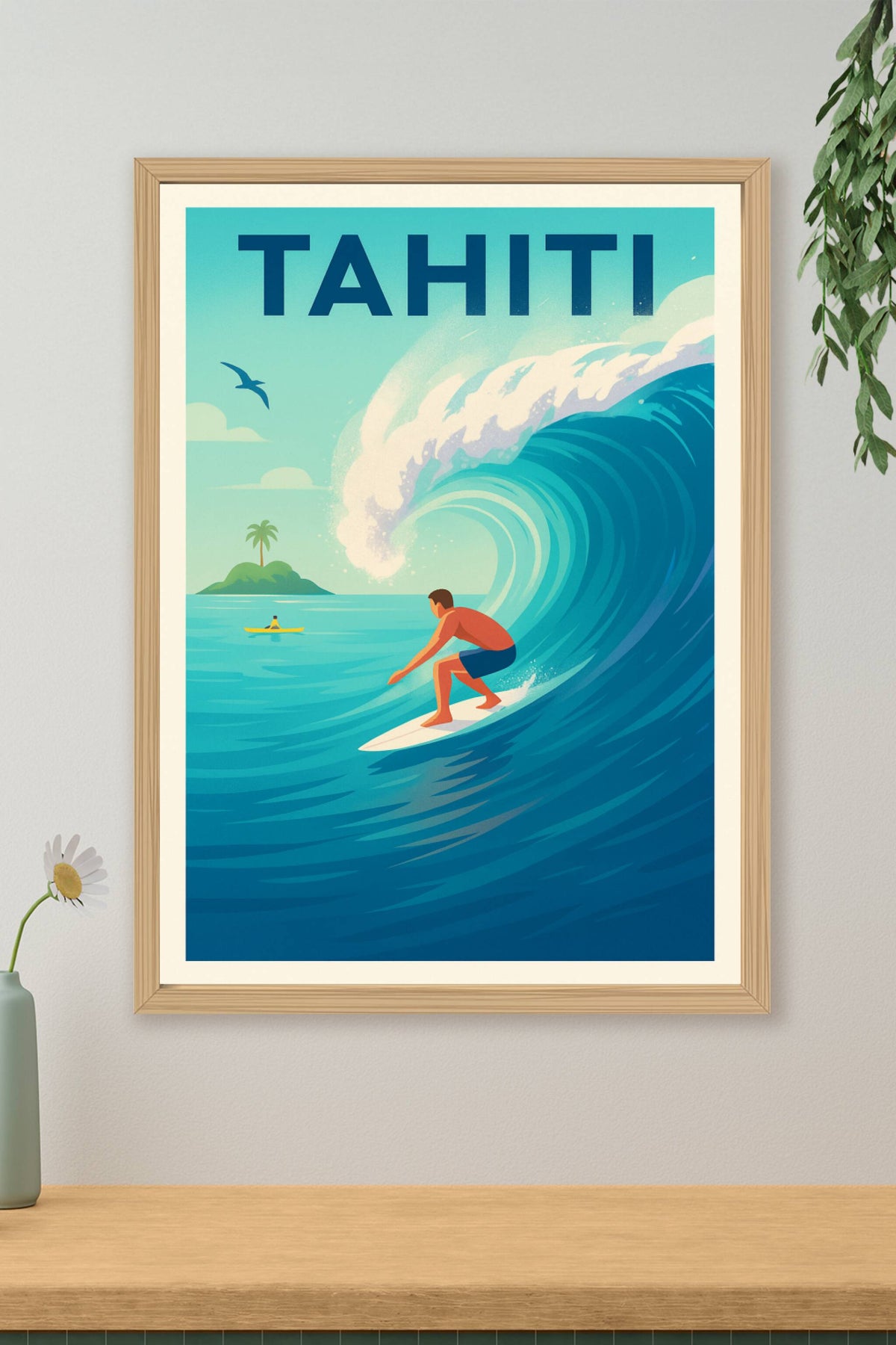 Affiche de Tahiti - Vagues et Surf en Paradis