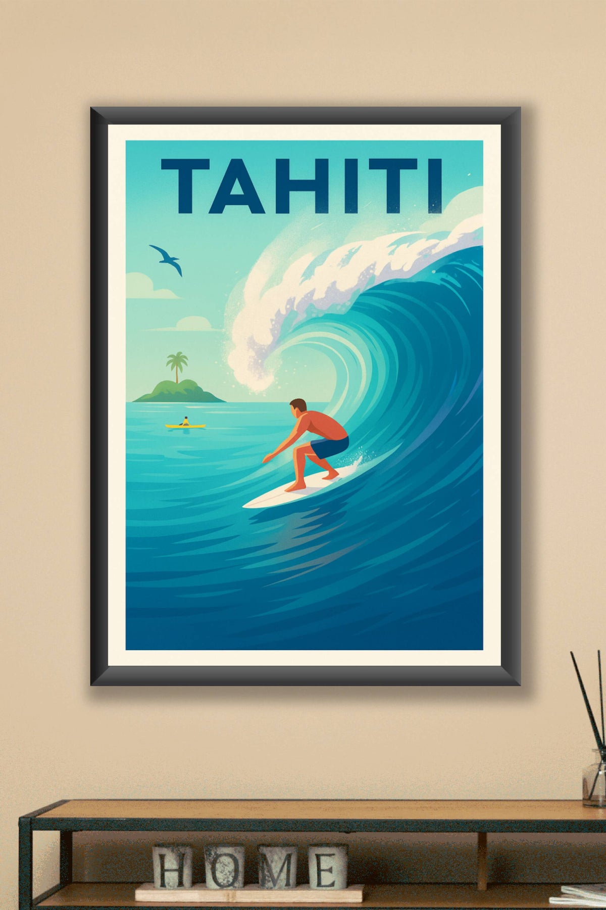 Affiche de Tahiti - Vagues et Surf en Paradis