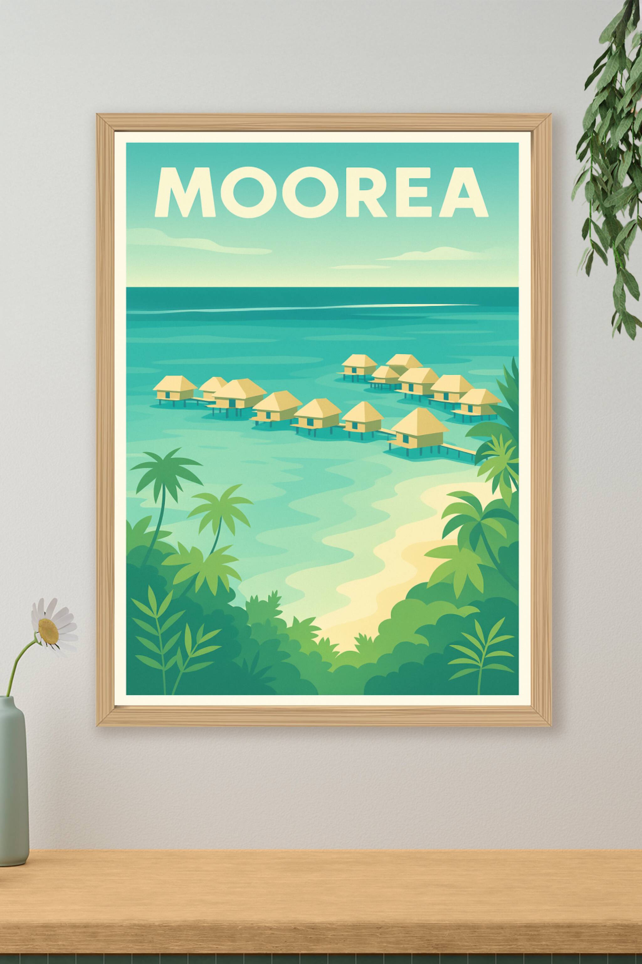 Affiche de Moorea - Évasion tropicale et bungalow sur l'eau
