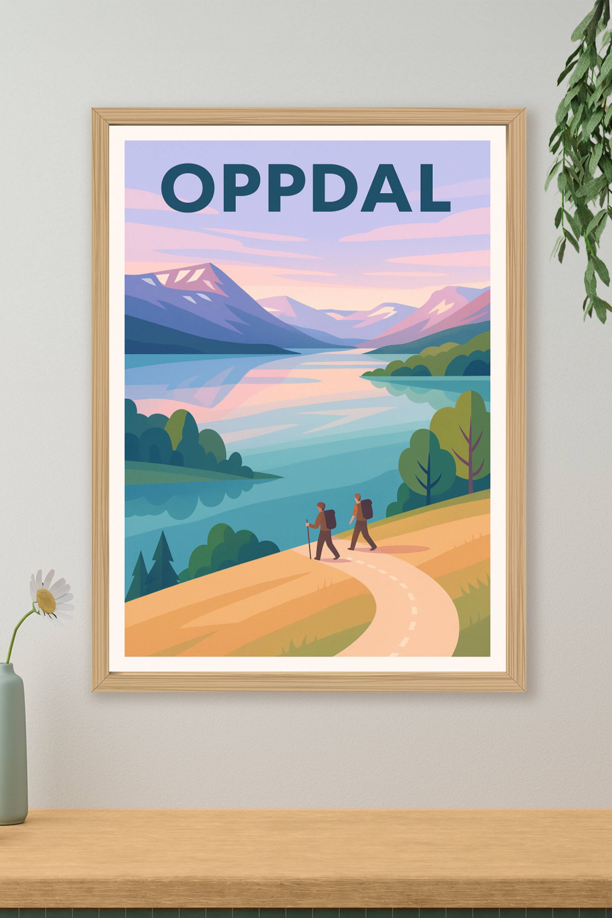 Affiche de Oppdal - Invitation à la randonnée au cœur des fjords