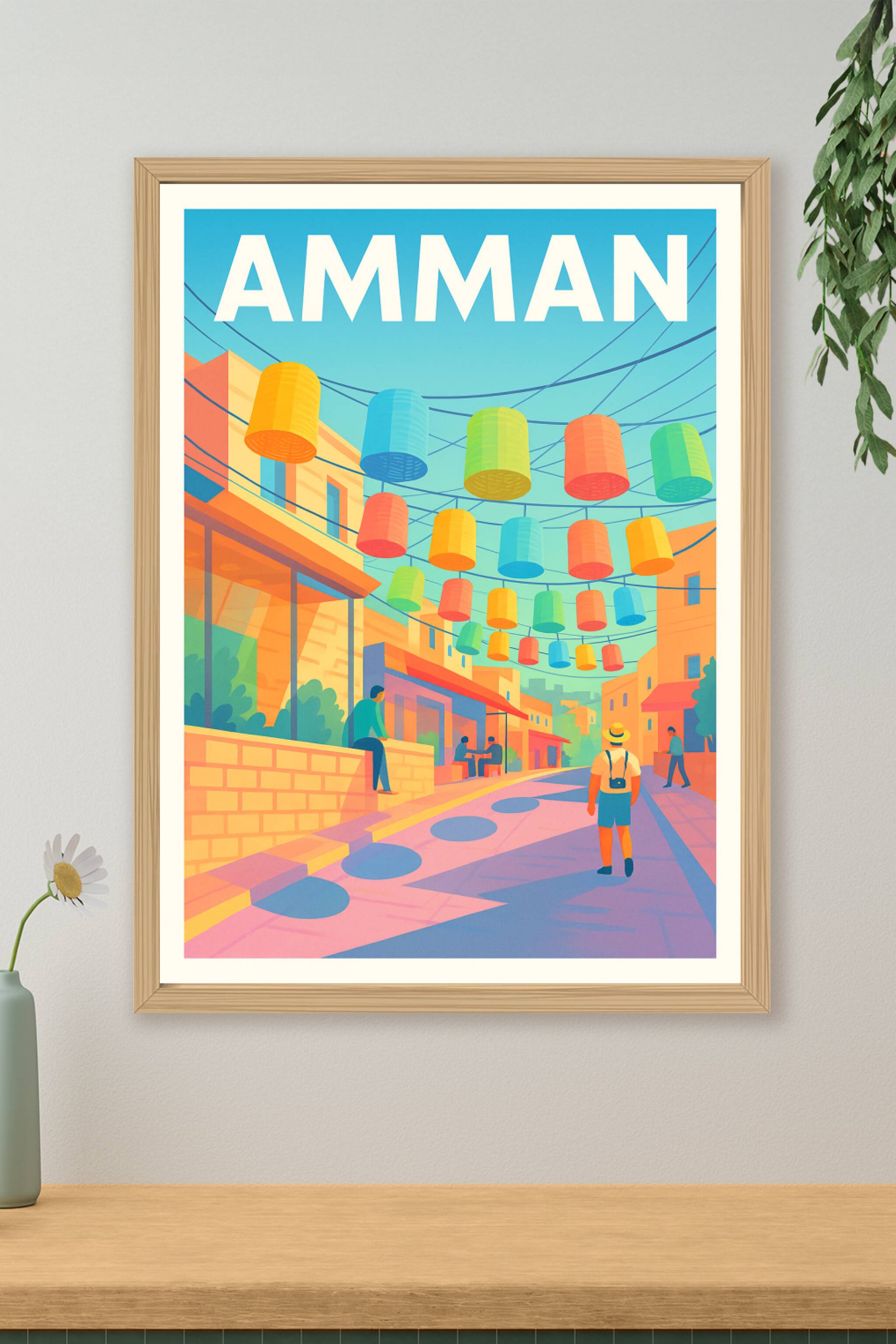 Affiche de Amman - Promenade colorée sous les lanternes